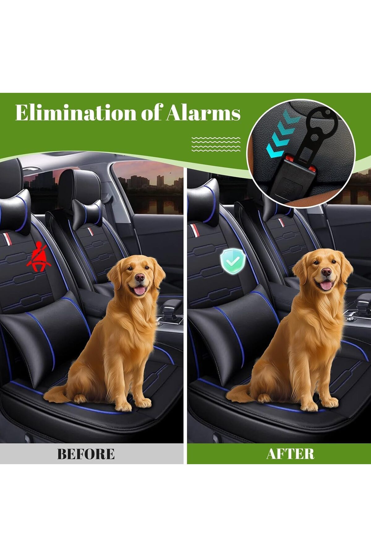 Generic-Seatbelt Alarm Silencer and Opener - 2 PCS Seat Belt Silencer with Bottle Opener and 2 Lanyards for 3