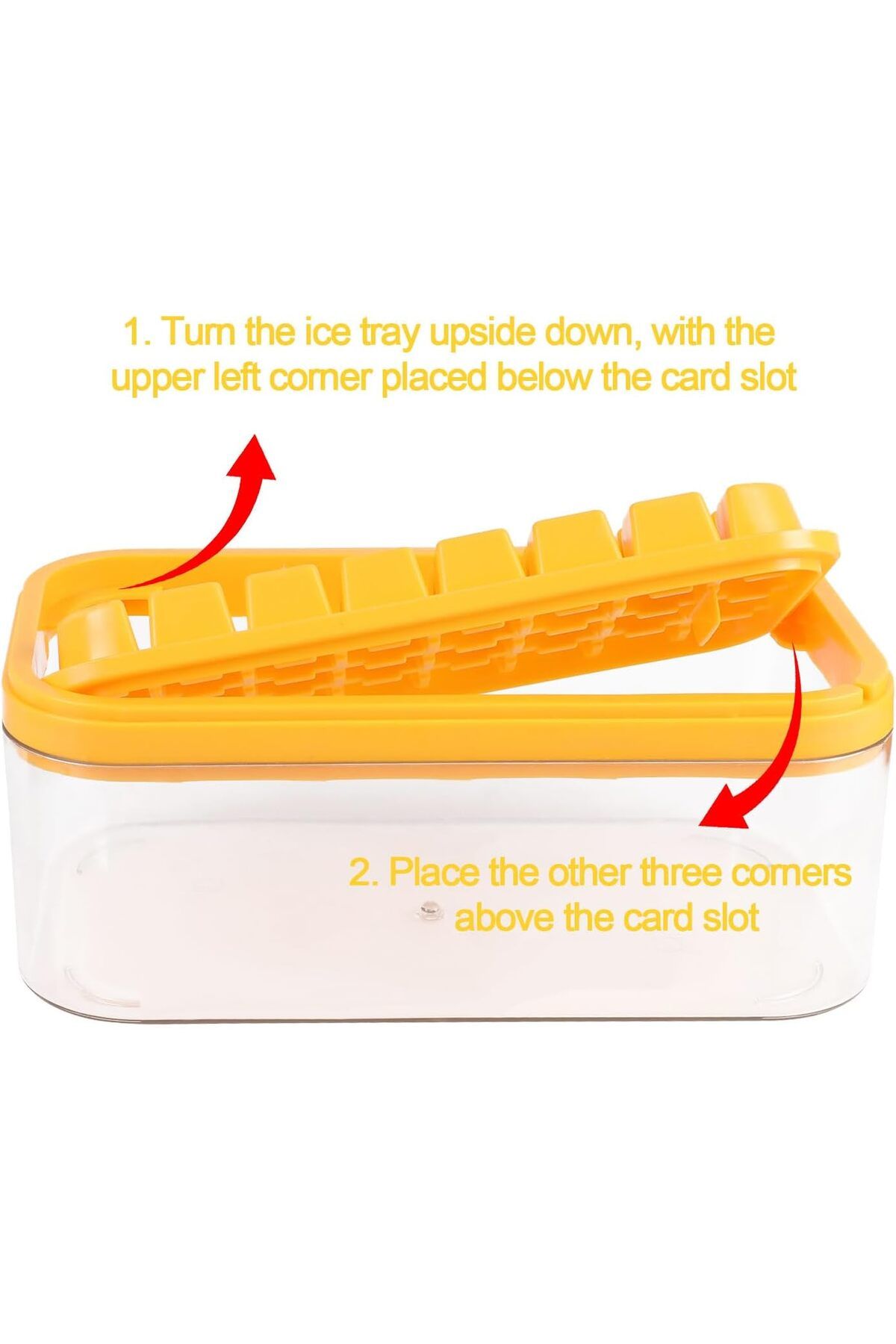 Generic-64 Grids Ice Box with Lid Easy Release Ice Box Refrigerator with Double Layer Square Ice Scoop Ice 6