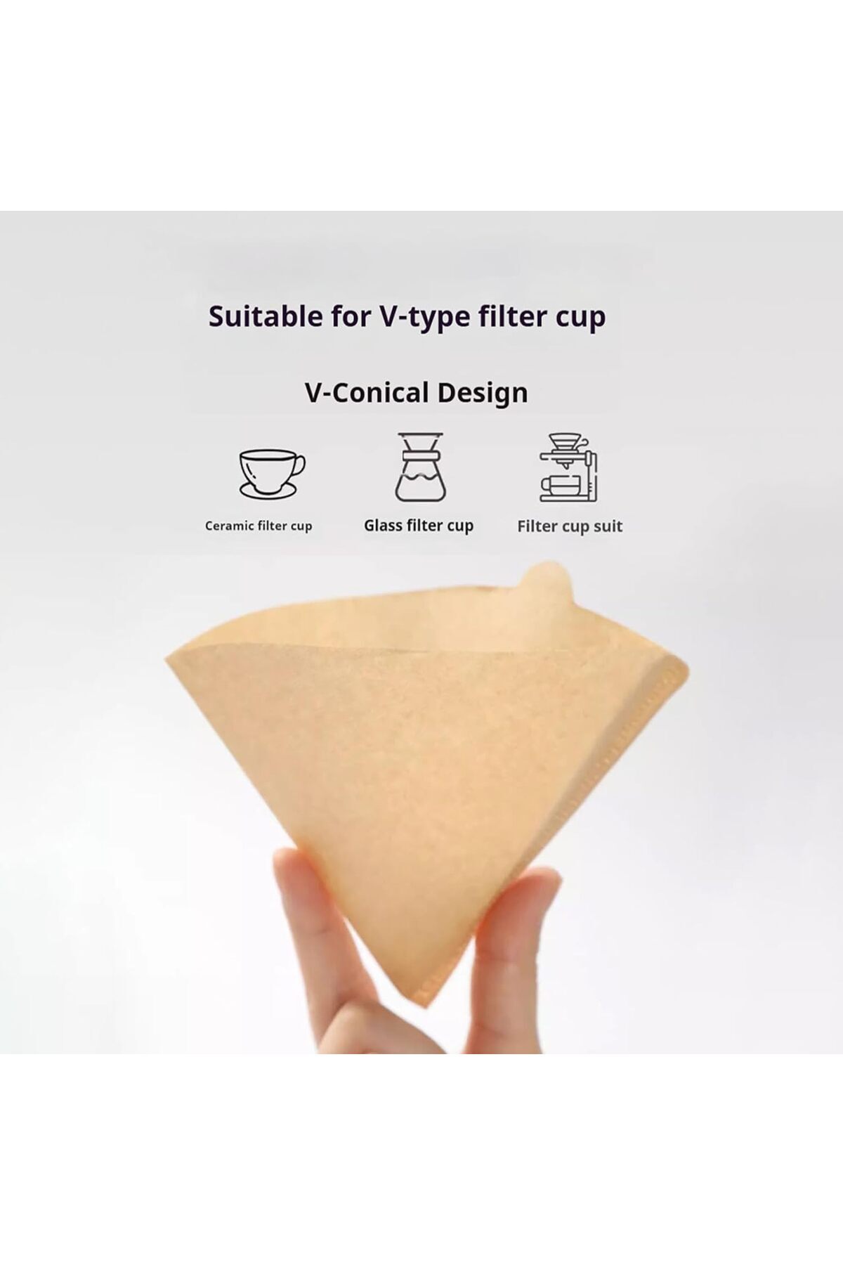 Generic-DAMATCH 100 Pieces of Disposable V60 Cone Coffee Filter Paper in Brown, Barista Tools for Home Coff 6