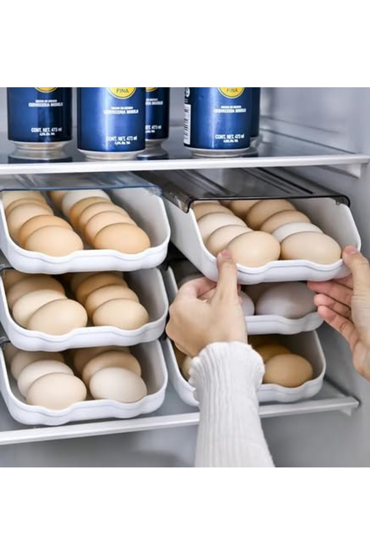 Generic-Egg organizer with a transparent, breathable cover for storing, organizing, and preserving eggs in the refrigerator 2