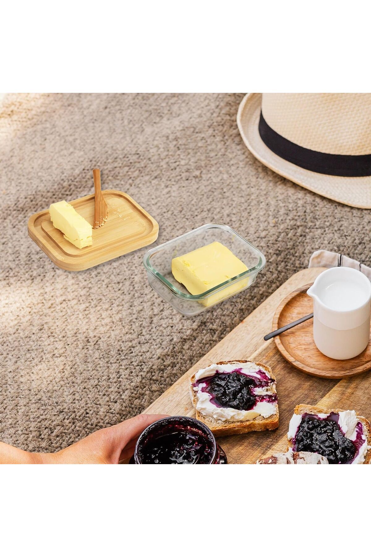 Generic-ABIN Glass Butter Dish With Lid ,Keeps Butter Soft - For Countertop And Refrigerator Door Shelf - B 7