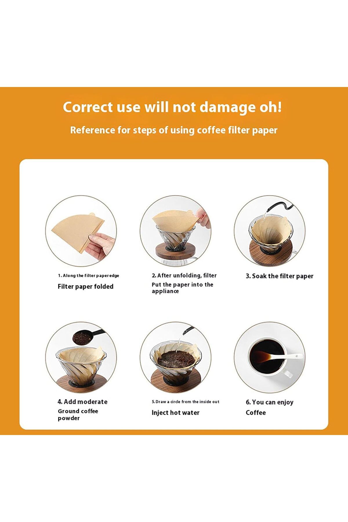 Generic-DAMATCH 100 Pieces of Disposable V60 Cone Coffee Filter Paper in Brown, Barista Tools for Home Coff 7