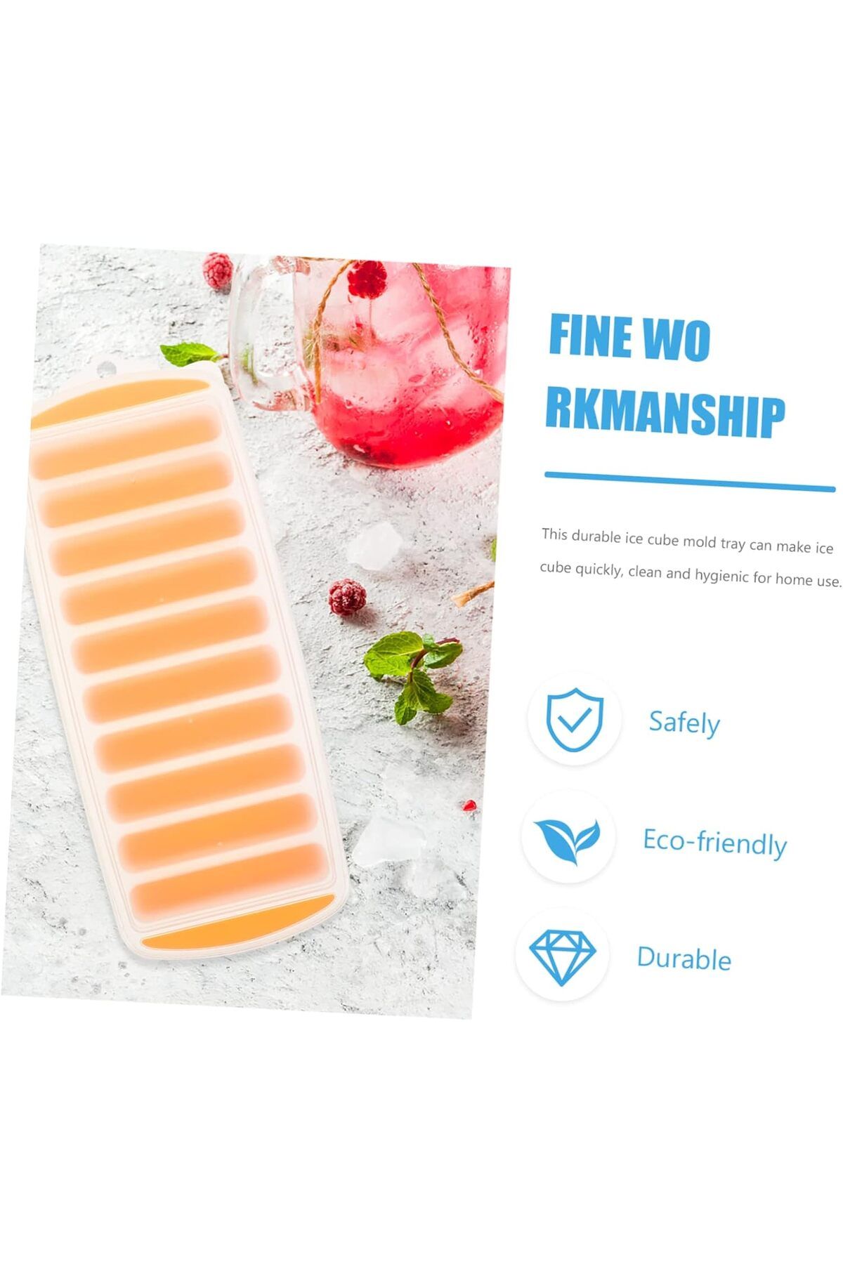 Generic-3Pcs Thin Silicone Ice Cube Tray with Lid, Ice Mold Bottle Thin Ice Tray with Lid for Freezer Ice C 4