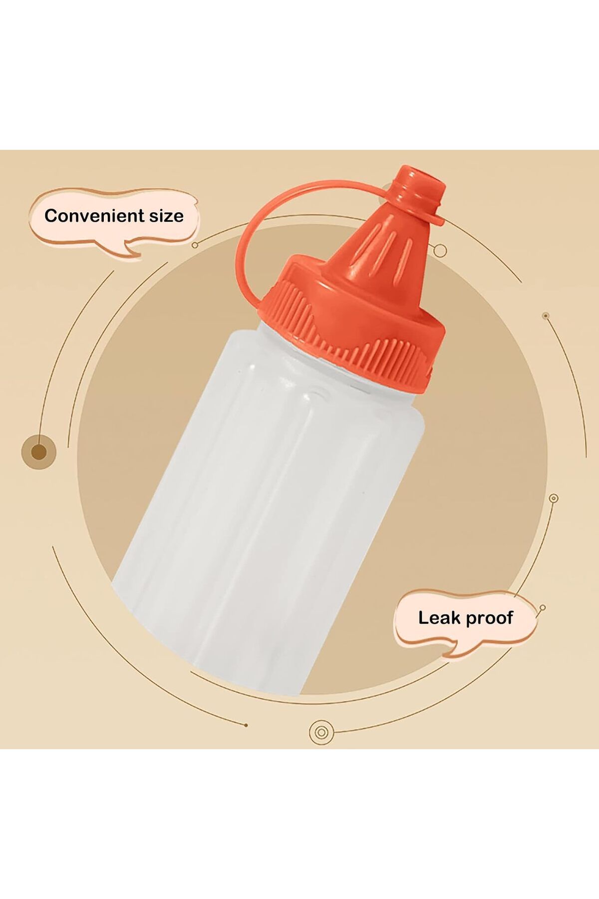 Generic-Azonee 4 Pieces Mini Condiment Bottles, 30ml Small Ketchup and Mustard Bottle, Tiny Plastic Salad D 6