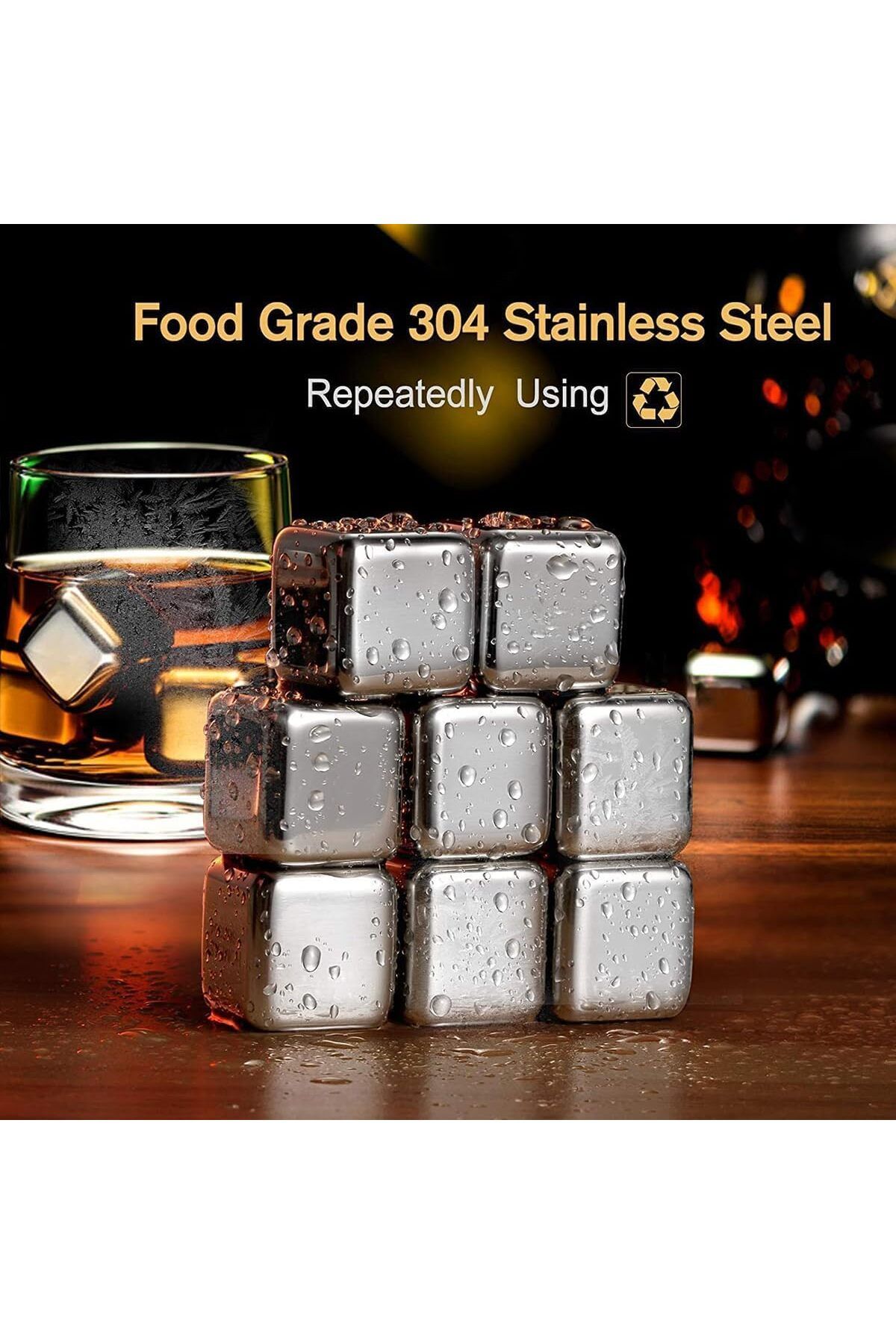 Generic-ECVV Ice Stone Cube Tray with Tongs and Lid, 8 Honeycomb cubes, Flexible and Easy Release Ice Tray 3