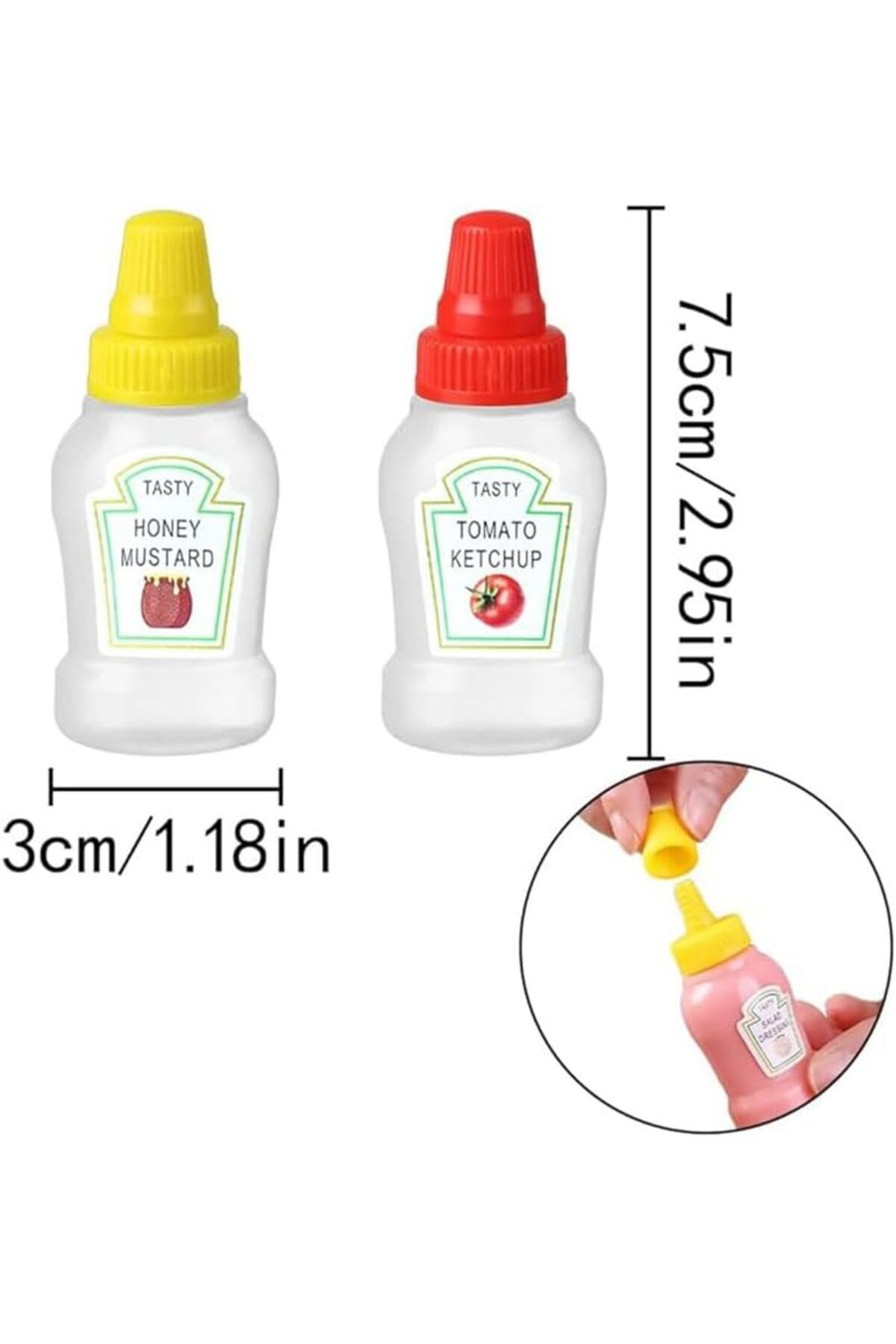 Generic-8 Pcs Mini Condiment Squeeze Bottles,23ml Condiment Squeeze Bottle,Plastic Portable Containers Bott 2
