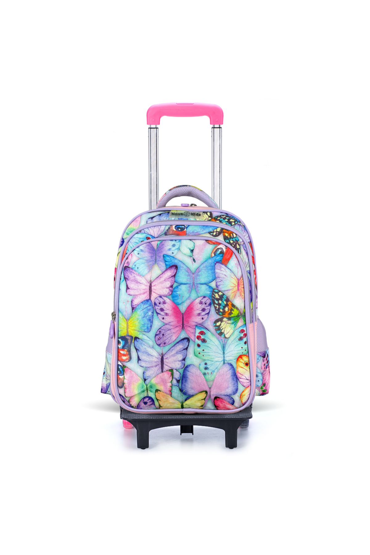 NovaKids School Bag w/ Trolley - Butterfly Purple, 17.5"