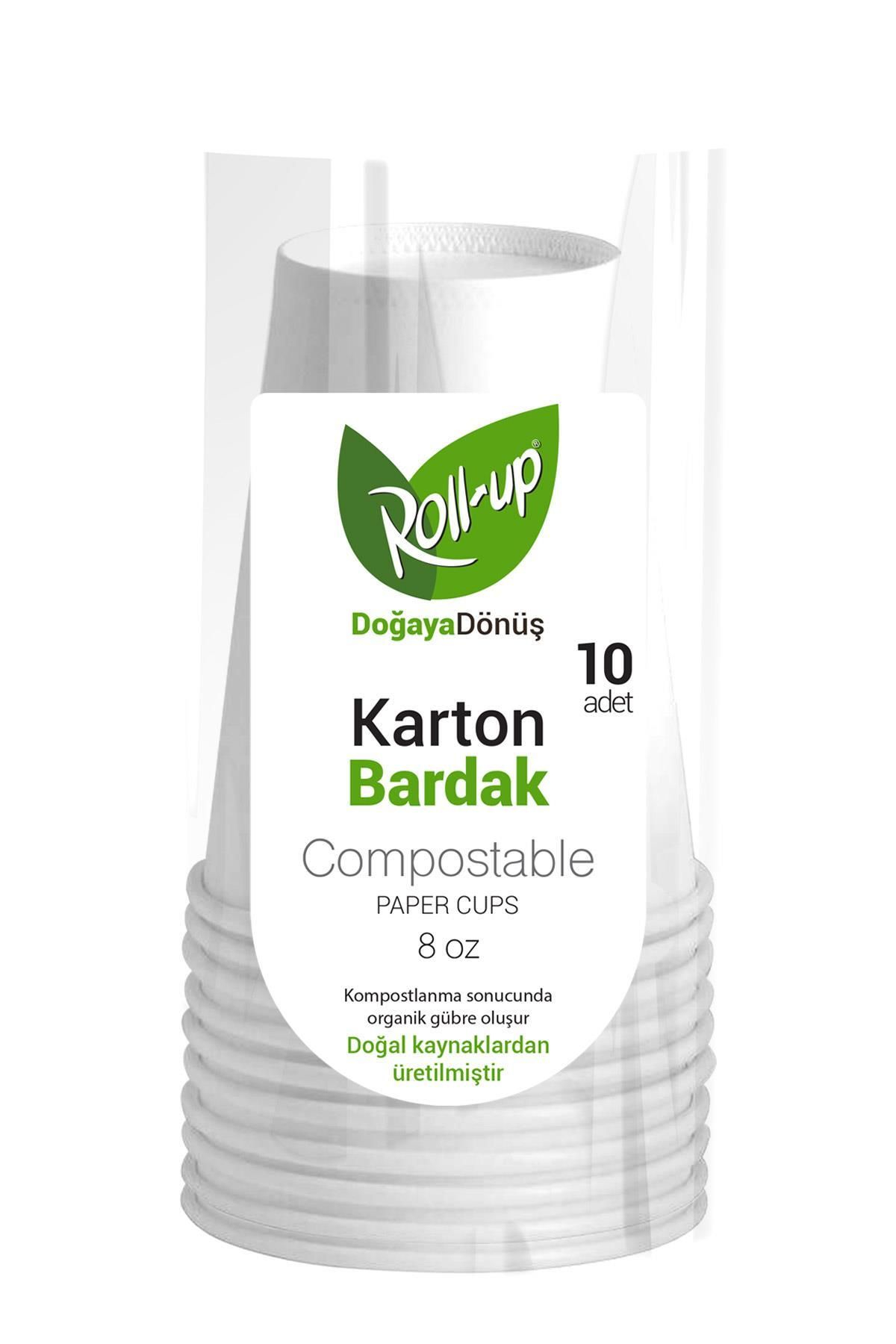 alsepeteavm Roll-up Doğa Dostu Karton Bardak 8oz 10lu