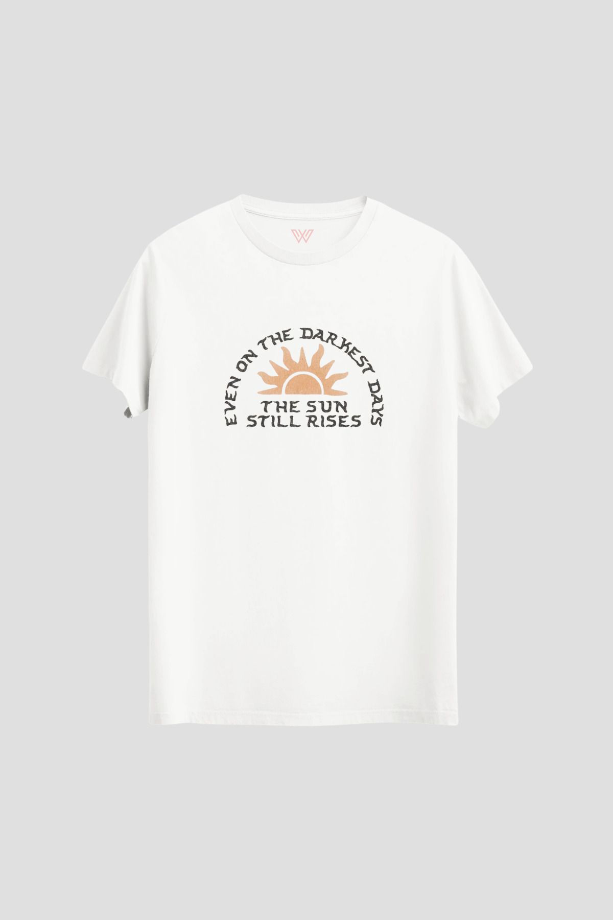 Womela Relaxed Fit Yaz Temalı Unisex Beyaz T-Shirt