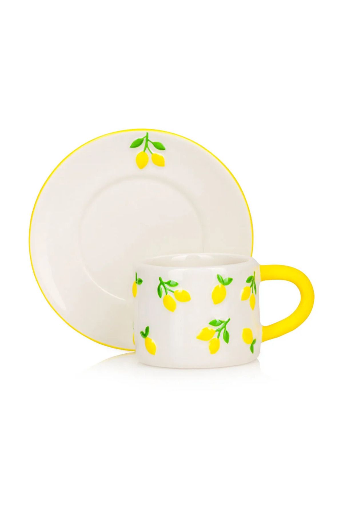 LC Waikiki-Lcw Home Yellow Lemon Printed 2-Person Ceramic Coffee Cup Set 100 ml 5