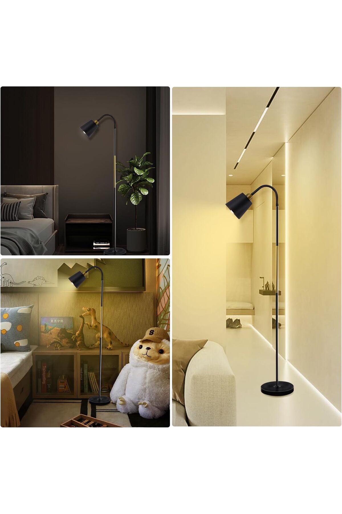 Lumely-Modern Floor Lamp,Height Adjustable 360°Rotation Lampshade,3 Lighting Modes,E27,12W,Black 6