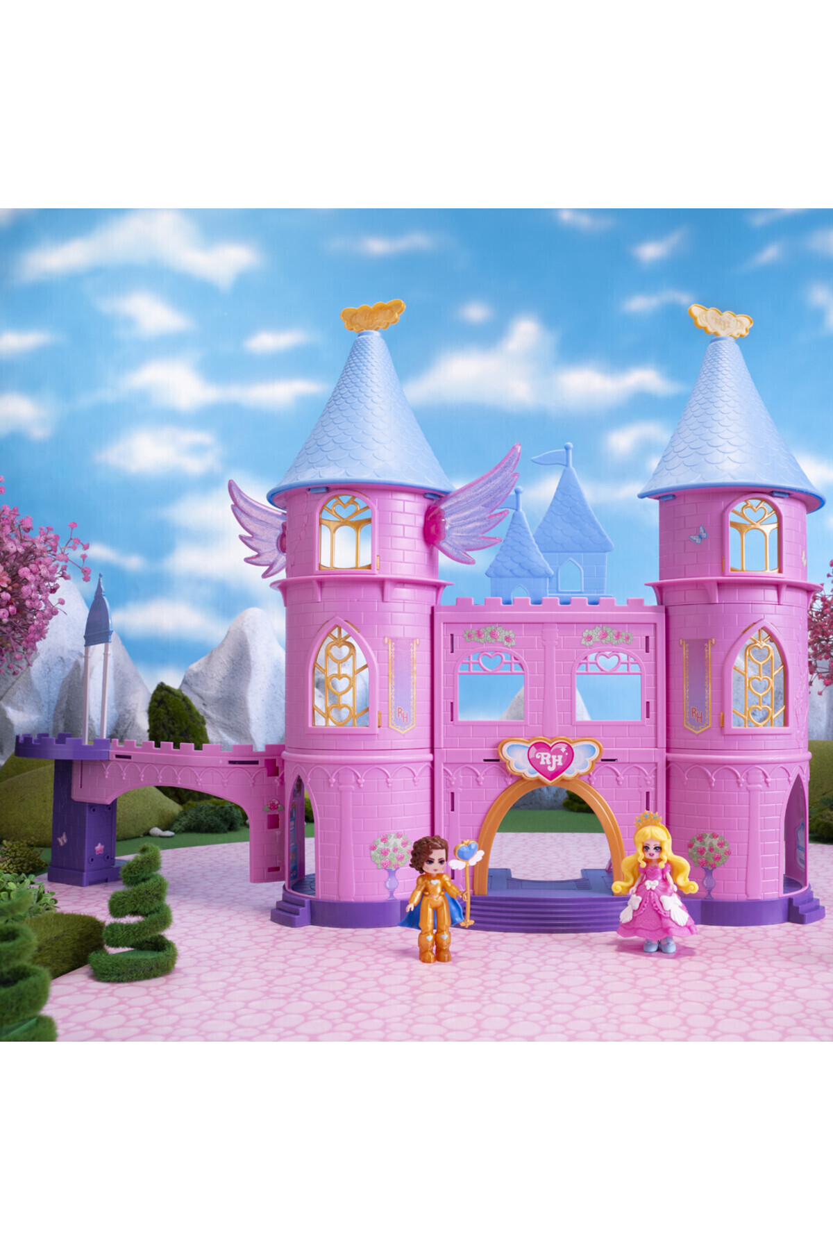 Jazwares-Royale High Castle Campus Playset with 3 Floors and 2 3-Inches Figure Dolls with Virtual Item Code 6
