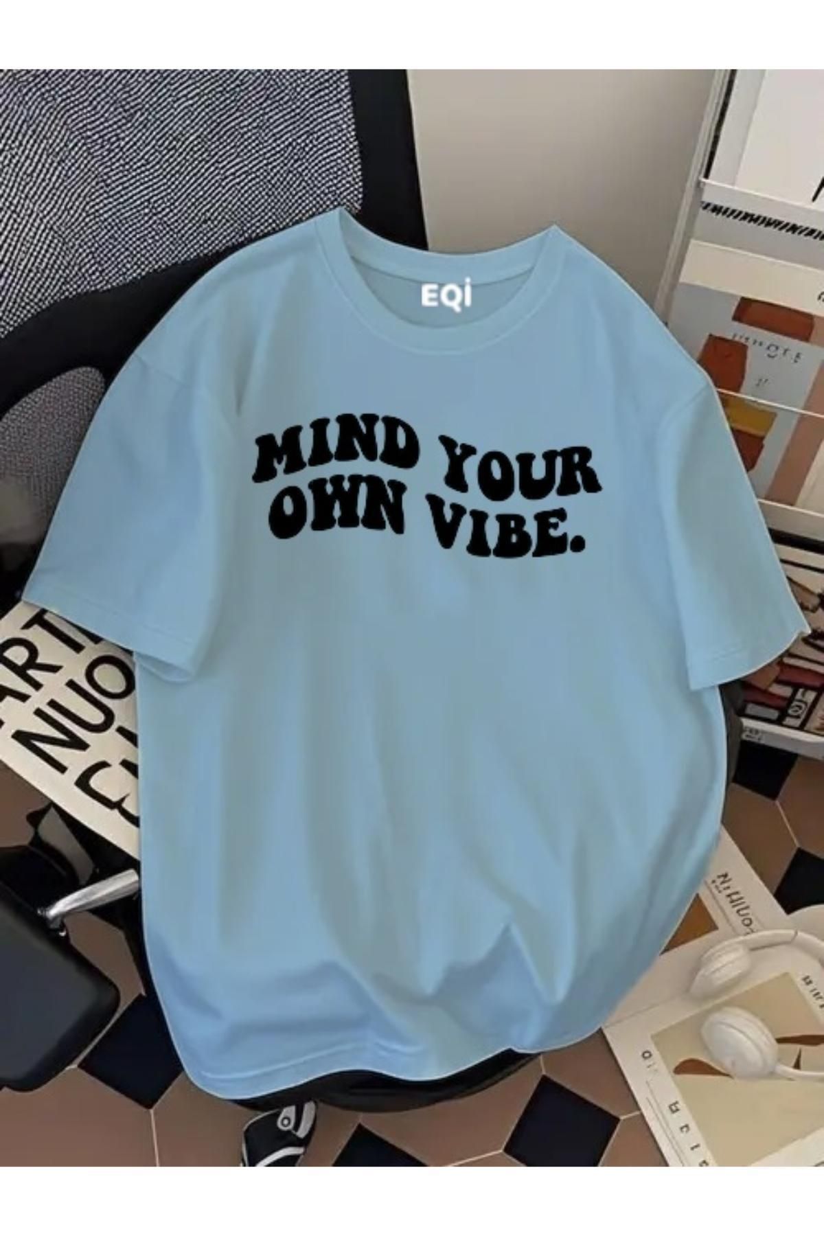 EQİ Mind Your Own Vibe Baskılı Oversize T-Shirt