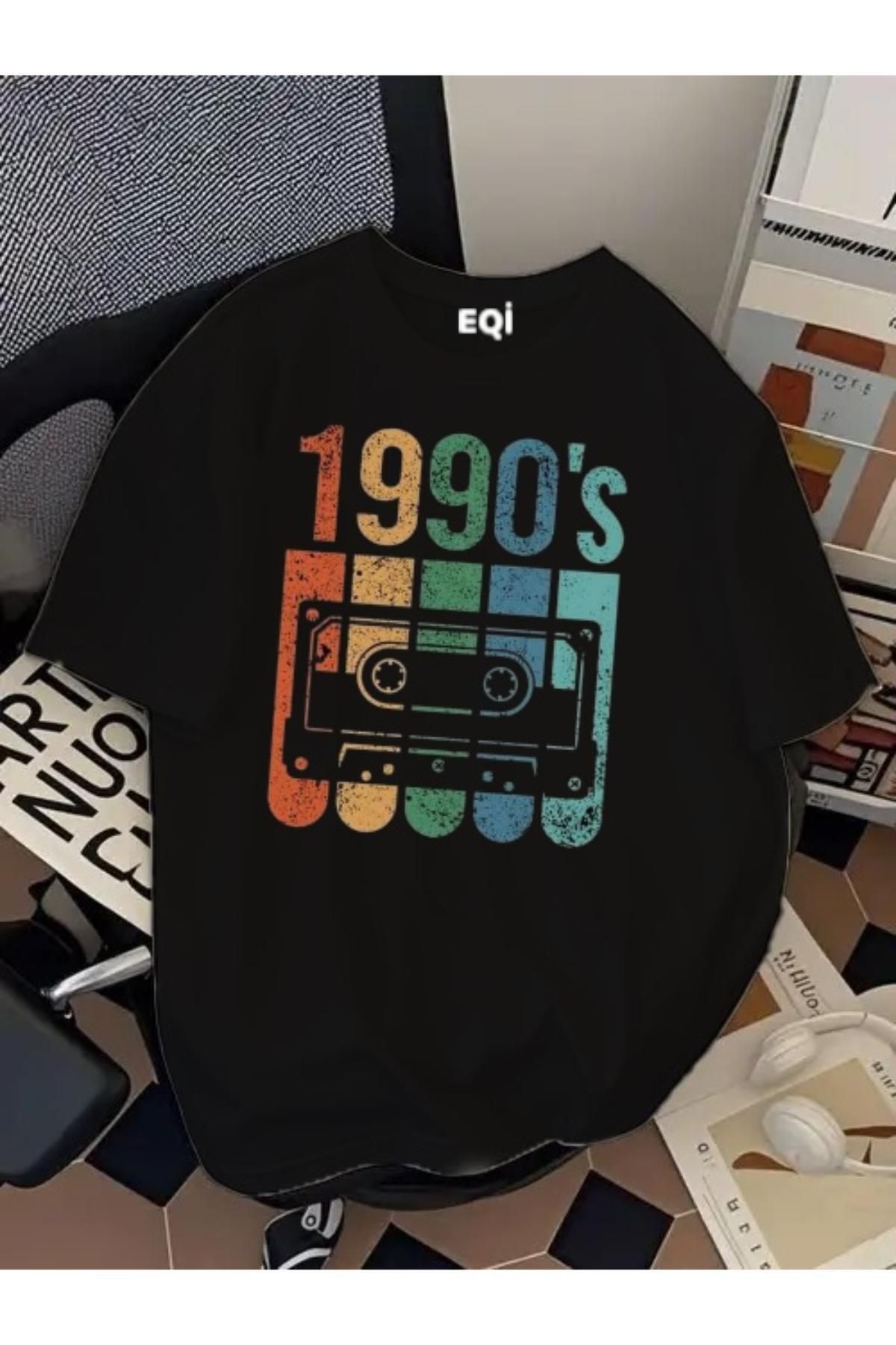 EQİ 1990's Kaset Baskılı Oversize T-Shirt