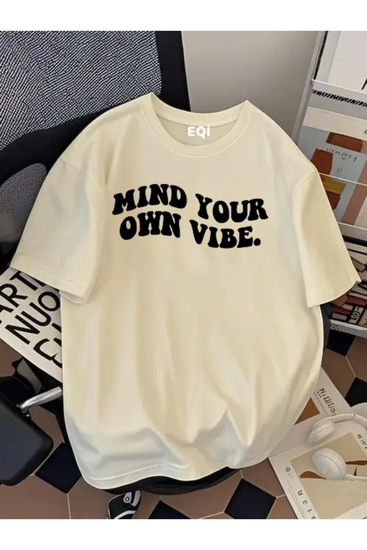 EQİ Mind Your Own Vibe Baskılı Oversize T-Shirt
