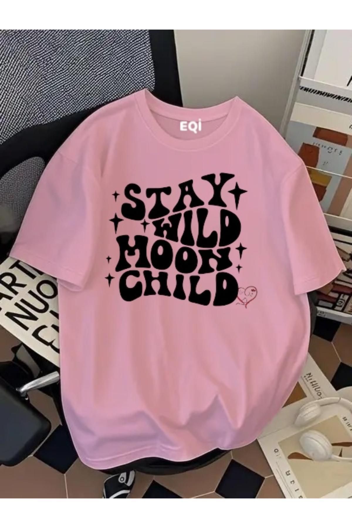 EQİ Stay Wild Moon Child Baskılı Oversize T-Shirt