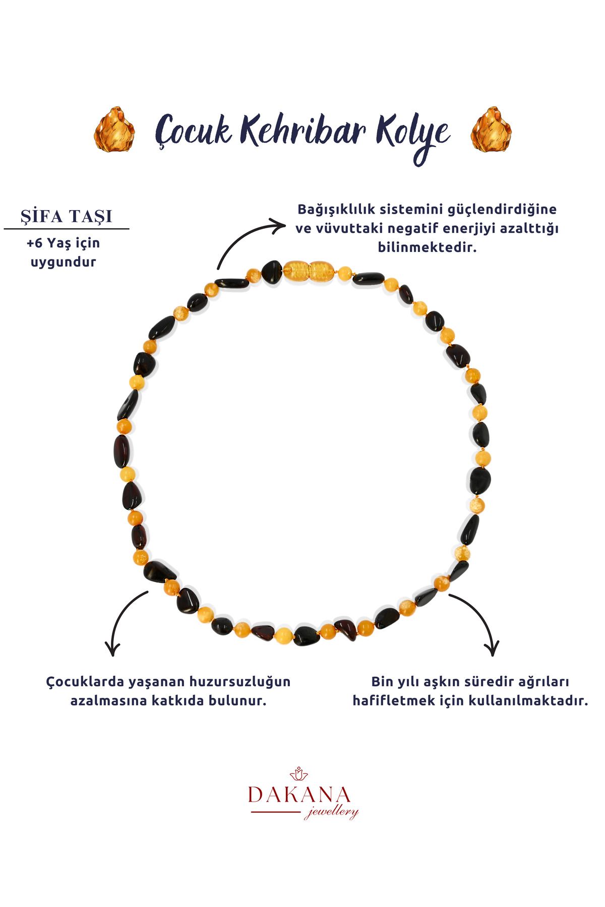 DAKANA JEWELLERY Sertifikalı Çocuk Kehribar Kolye