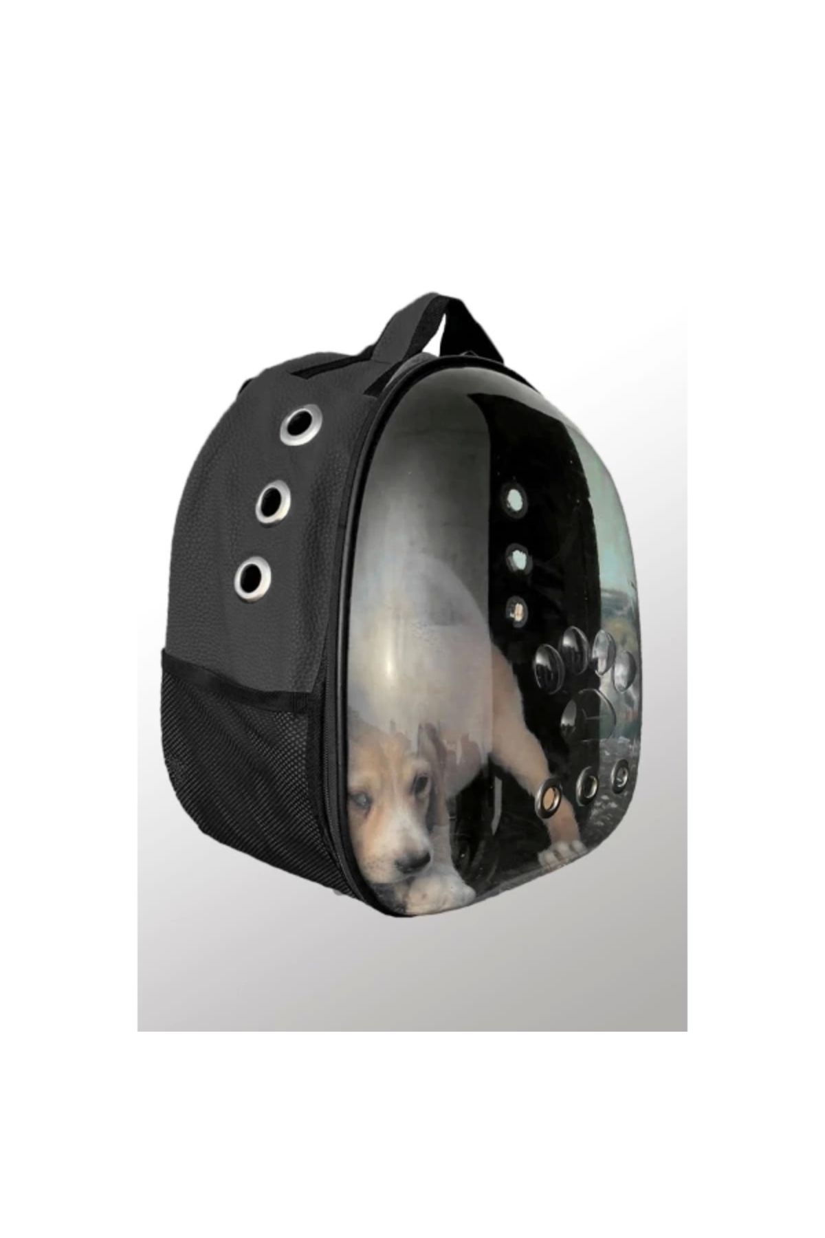 TTT Deri Astronot Kedi Ve Köpek Taşıma Çantası Siyah Renk
