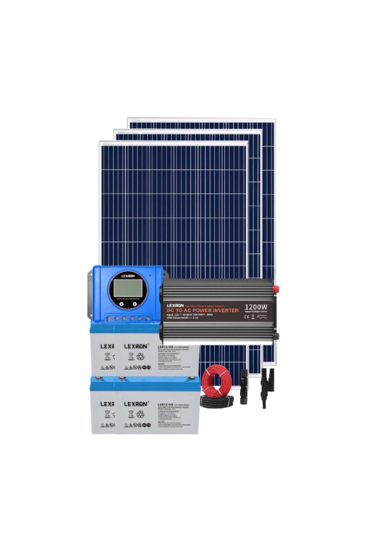 Fabri Solar Güneş Enerjisi Bağevi Hazır Solar Paket - 1200W Modifiye Sinüs İnverter + 3X 295W Polykristal Güneş