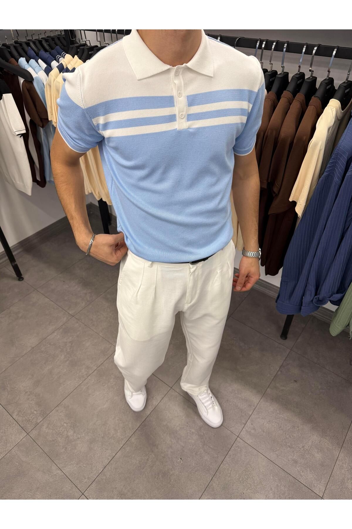 Butik Klasik Polo Yaka Pamuklu Triko Bebe Mavisi