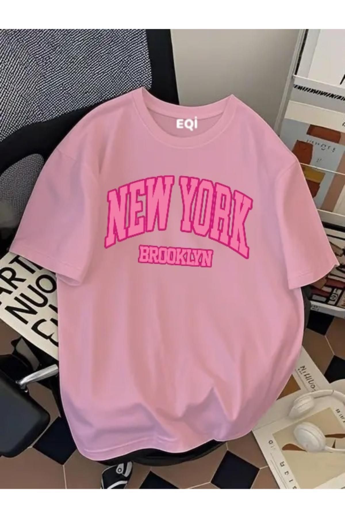 EQİ New York Brooklyn Baskılı Oversize T-Shirt