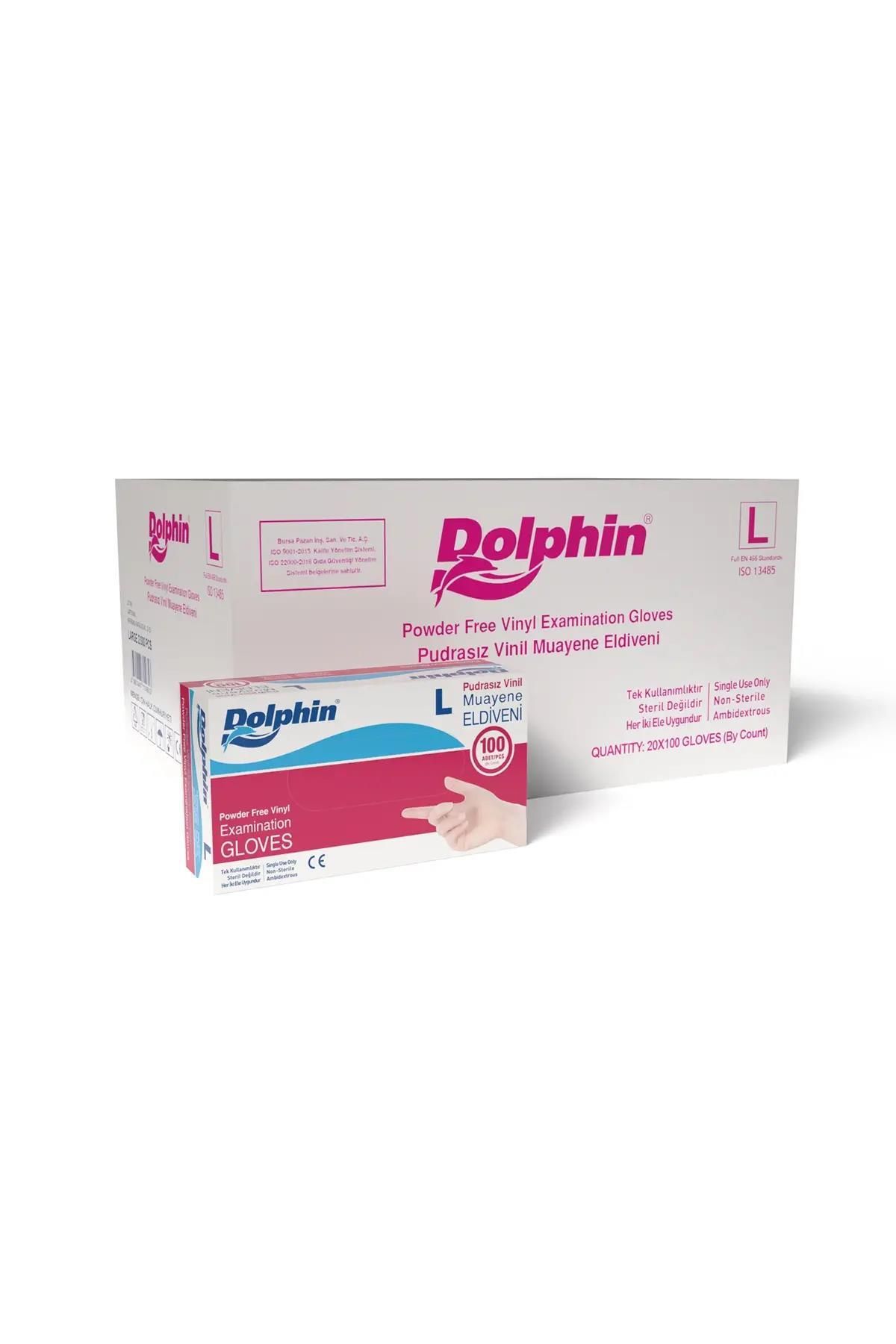alsepeteavm Dolphin Beyaz Vinil Eldiveni Pudrasız L 100 Adet X 20 Paket - Koli