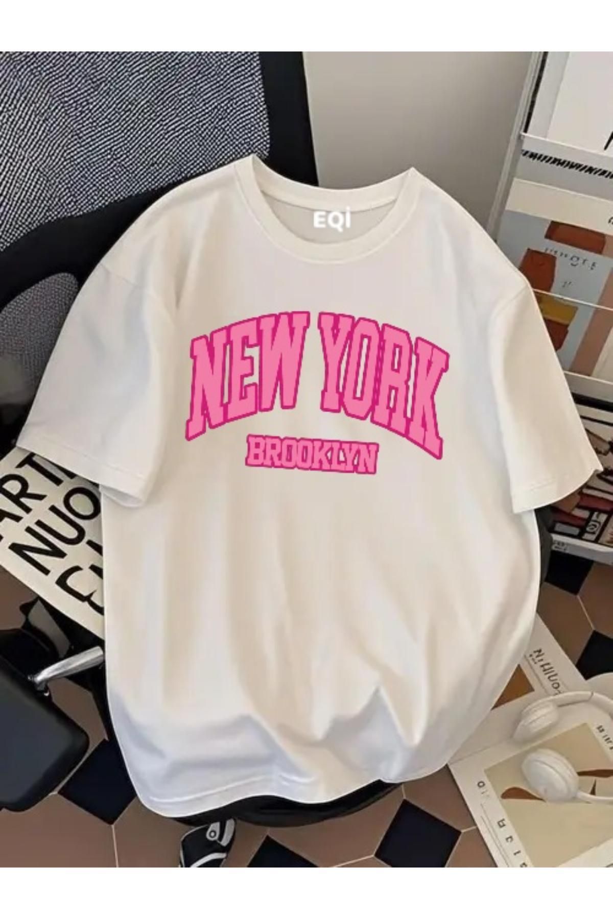 EQİ New York Brooklyn Baskılı Oversize T-Shirt