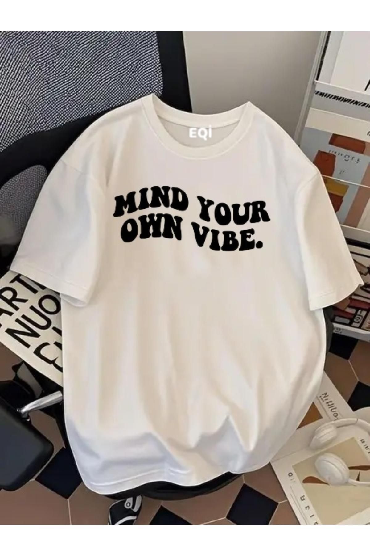 EQİ Mind Your Own Vibe Baskılı Oversize T-Shirt