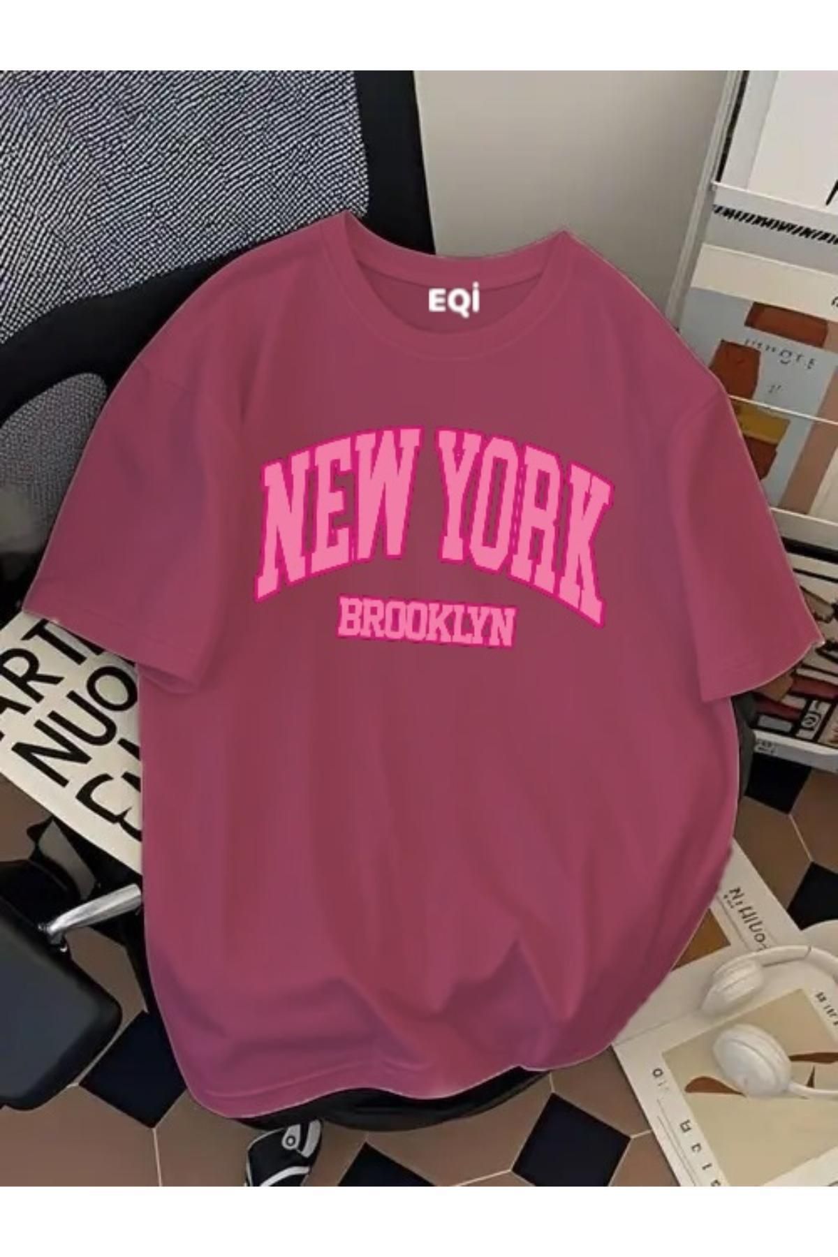 EQİ New York Brooklyn Baskılı Oversize T-Shirt