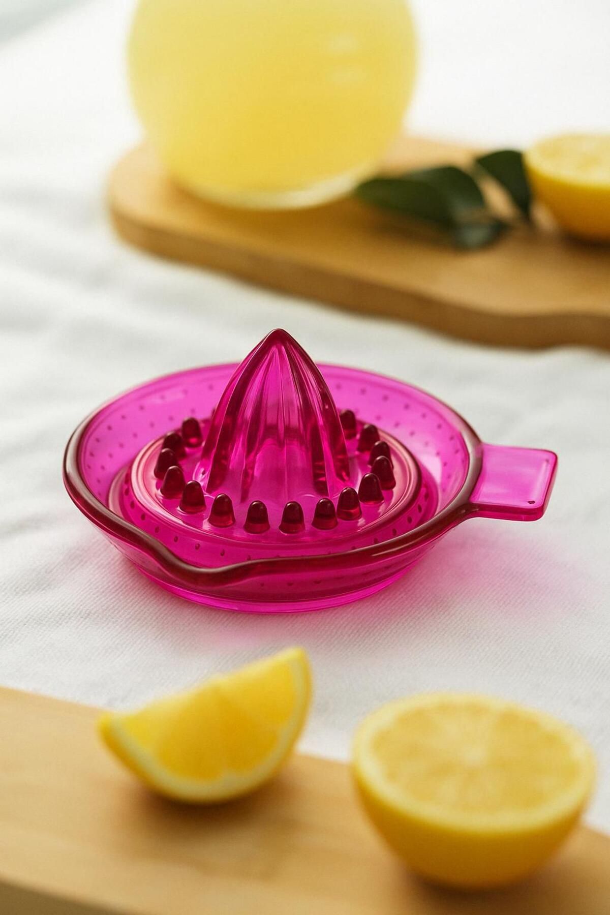 Mu Art Ahşap Akrilik Pembe Limon Sıkacağı Pratik Limon Sıkacağı