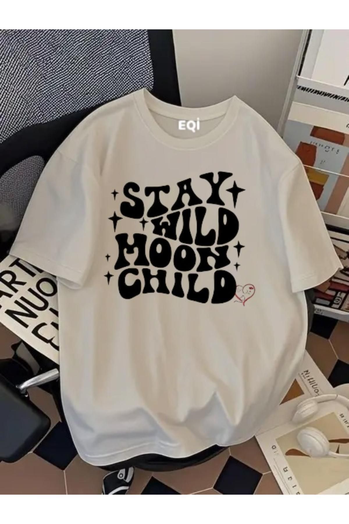 EQİ Stay Wild Moon Child Baskılı Oversize T-Shirt