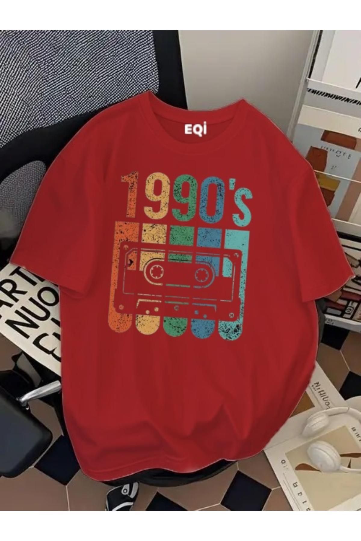 EQİ 1990's Kaset Baskılı Oversize T-Shirt