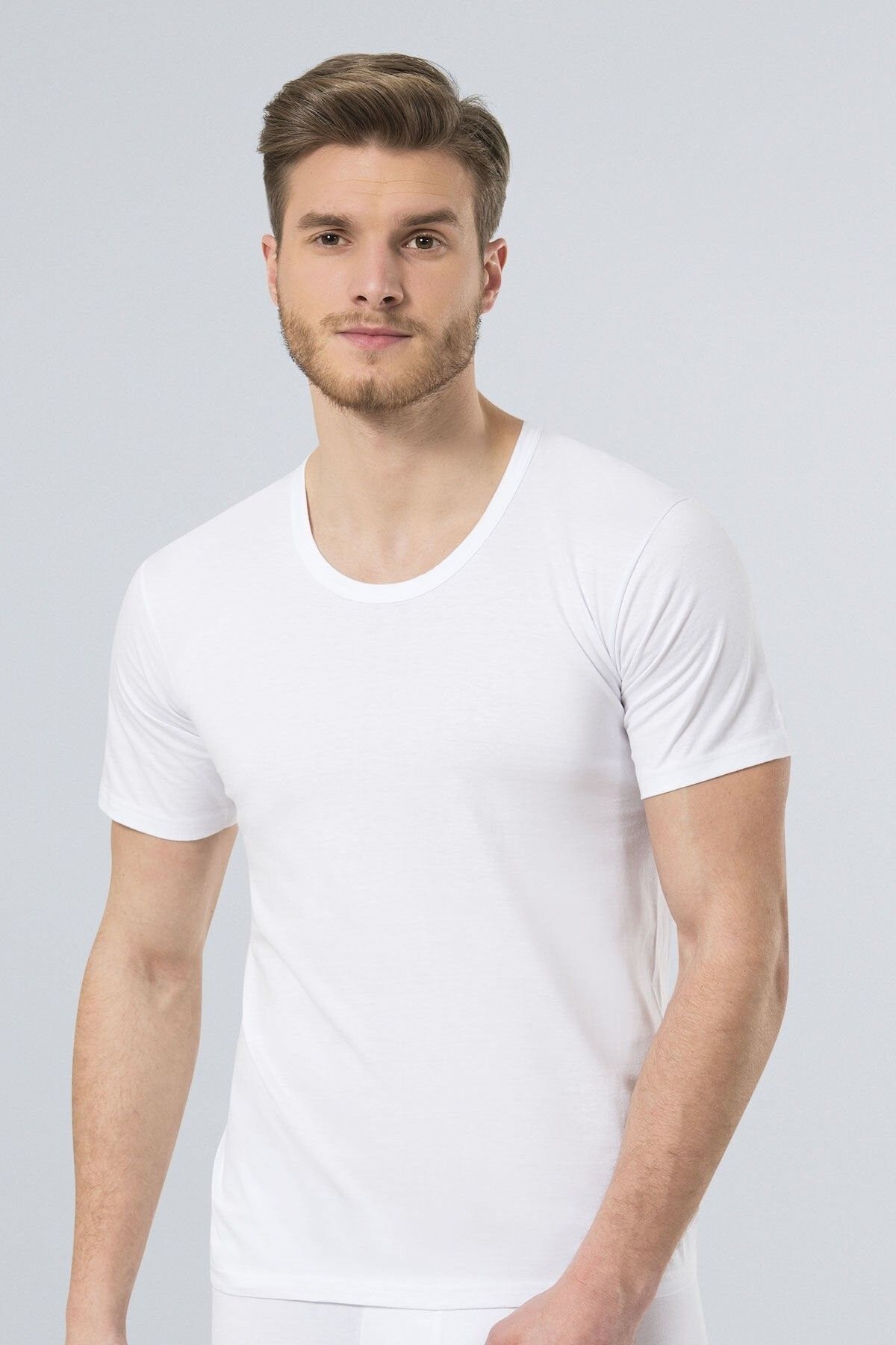TÜREN-Men's 2-Piece Combed Cotton Crew Neck (Light) Undershirt 5
