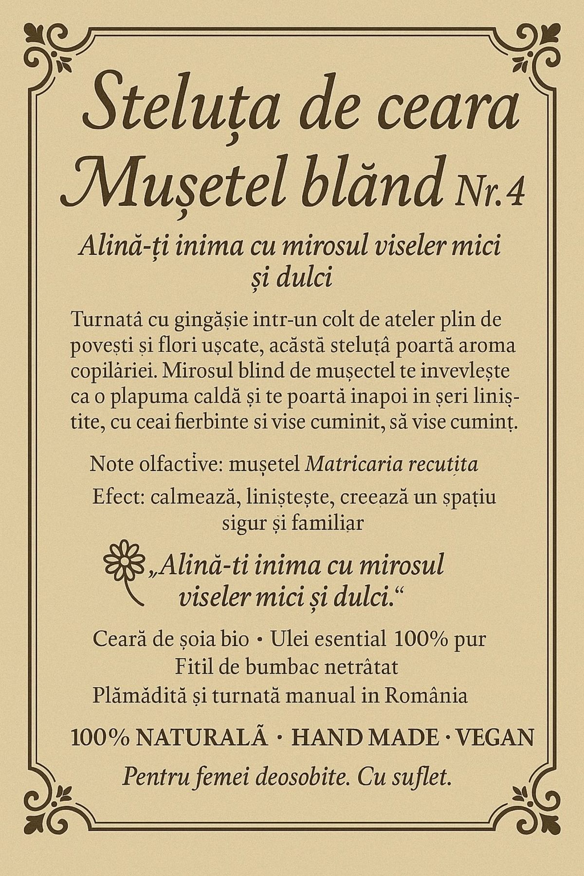 Cesiro-Lumânare de aromaterapie bio cu mușețel 200g, lucrată manual 5
