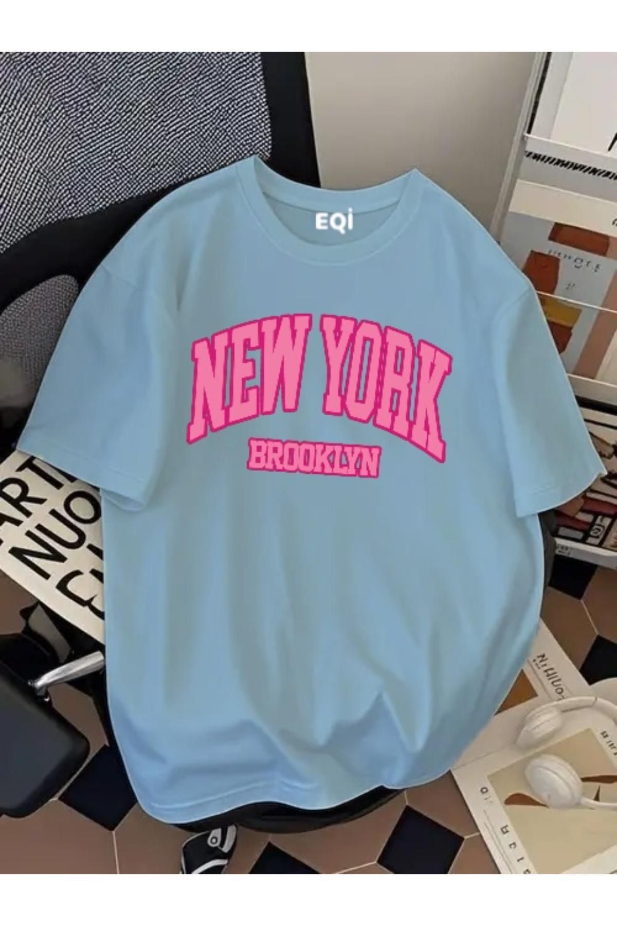 EQİ New York Brooklyn Baskılı Oversize T-Shirt