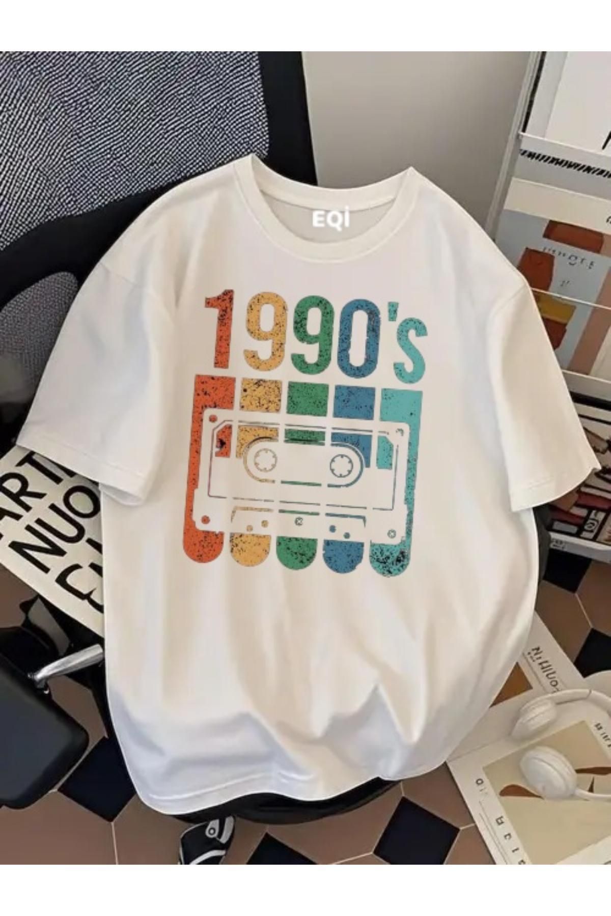 EQİ 1990's Kaset Baskılı Oversize T-Shirt