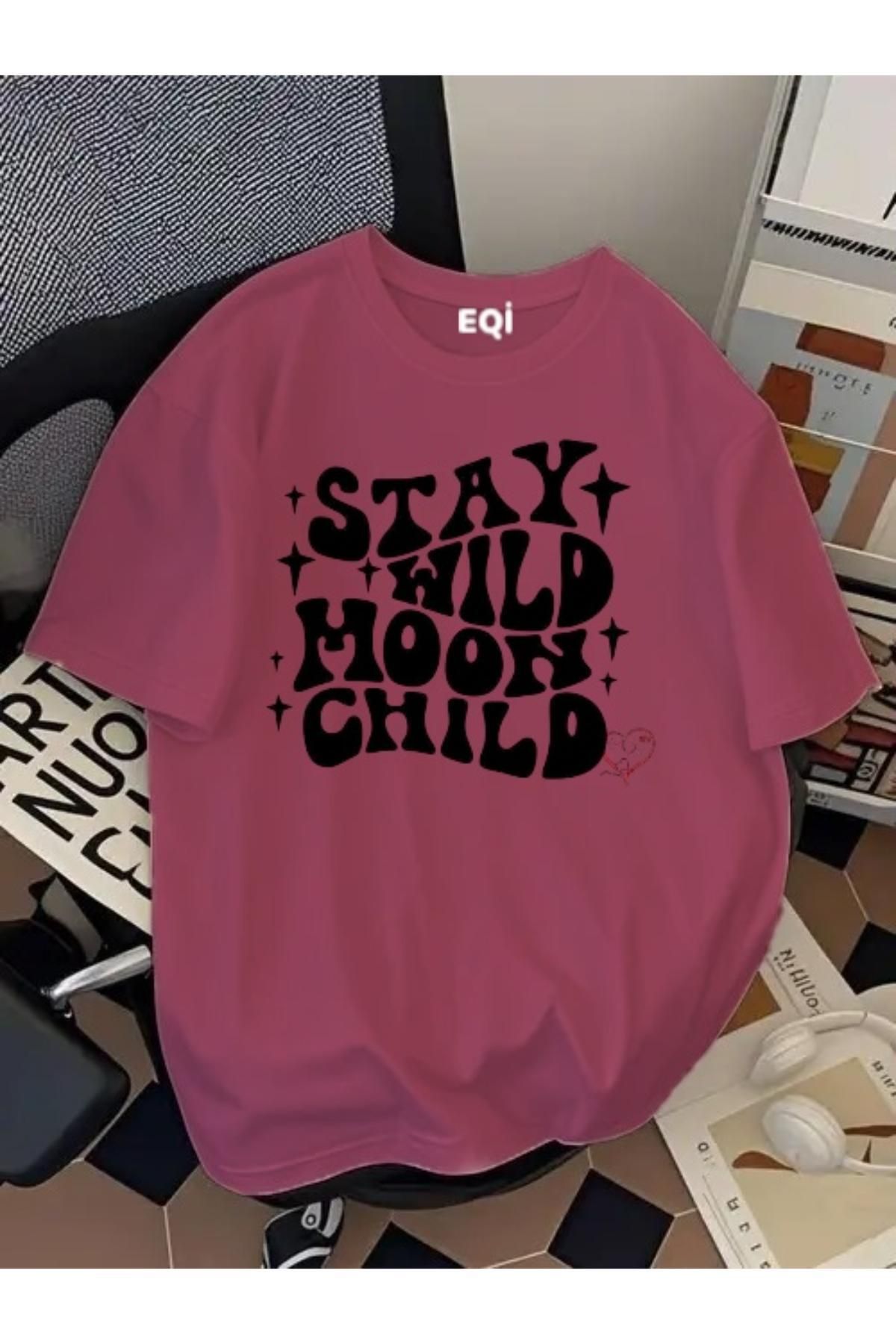 EQİ Stay Wild Moon Child Baskılı Oversize T-Shirt