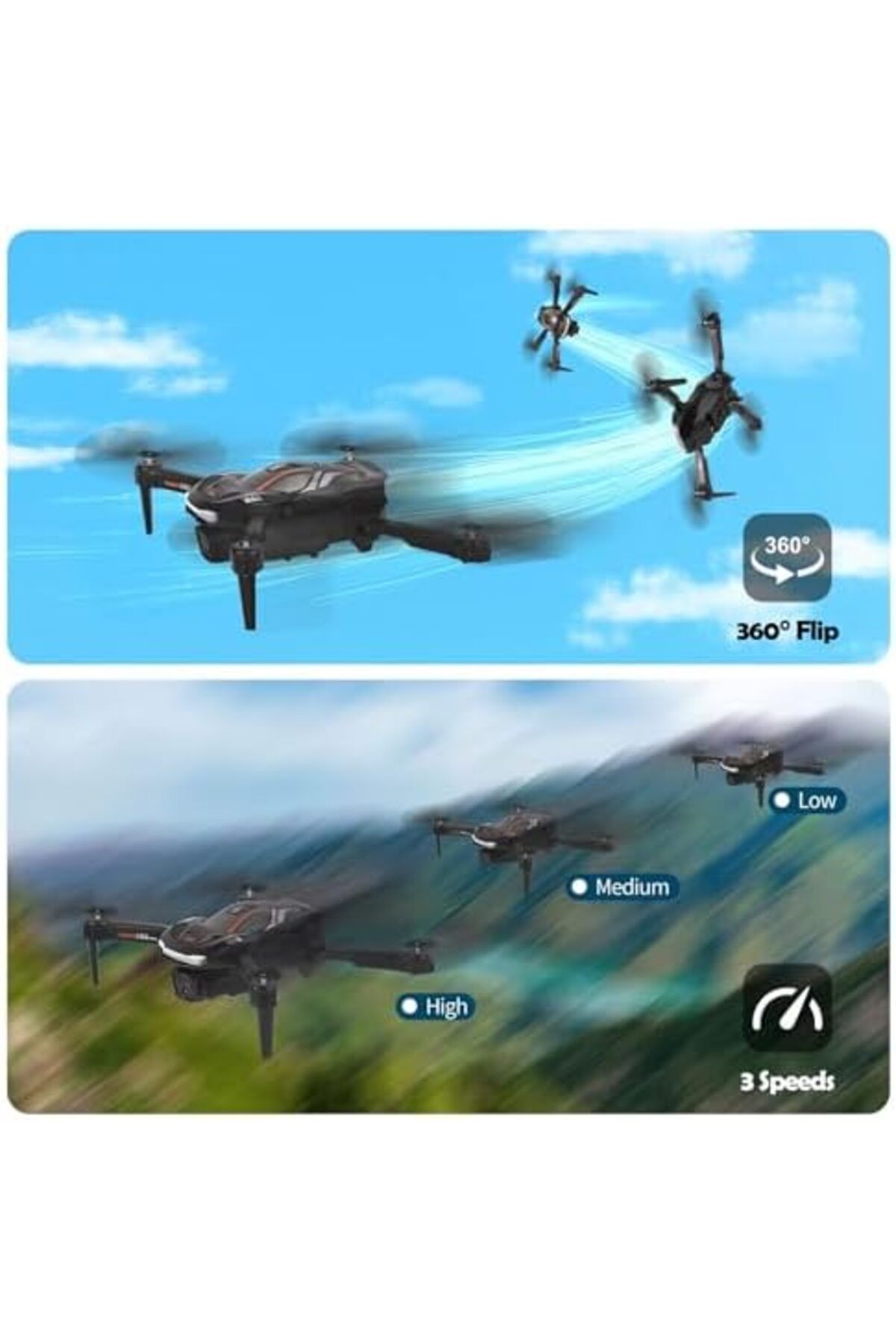 Cesiro-Gerbala Foldable Drone for Kids and Beginners, FPV Drone with 1080P HD Camera, 360° Rotation, Sensor 3