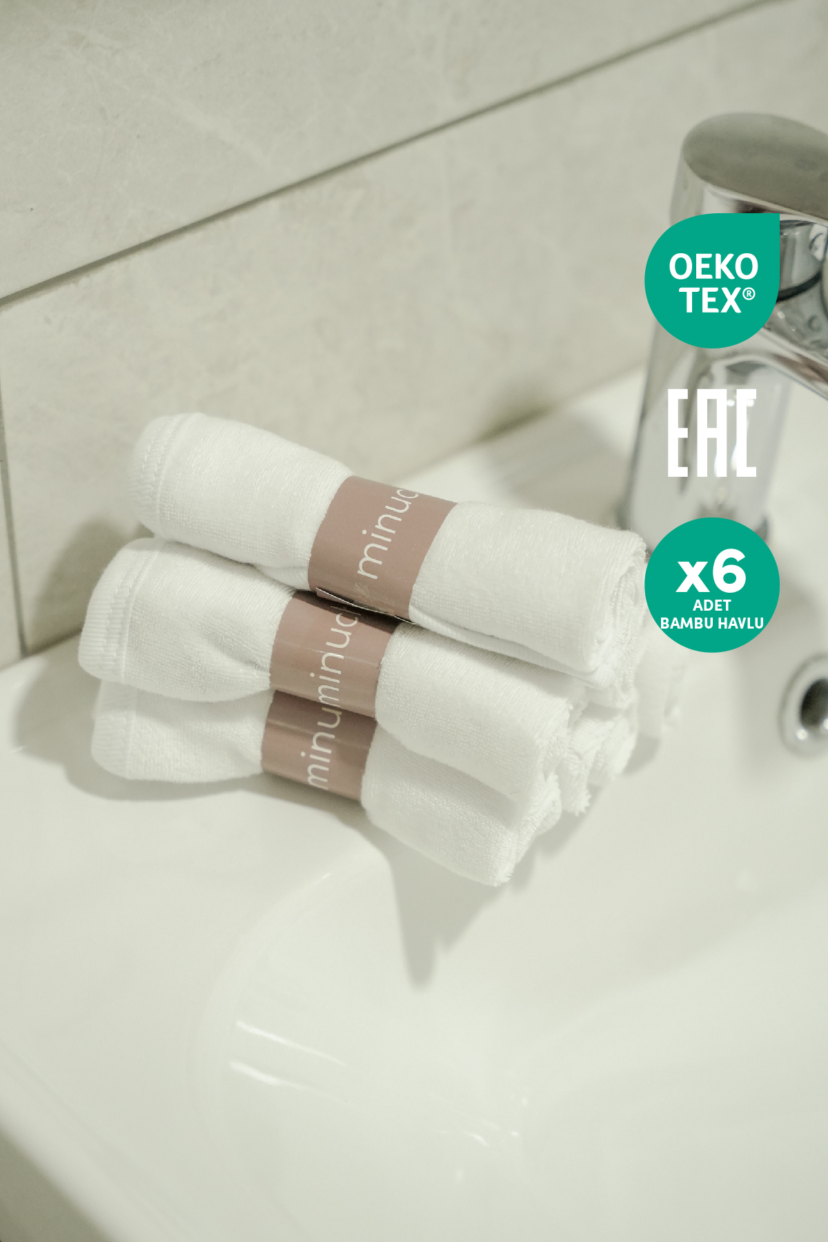Minuche Bambu Bebek Havlusu 6'lı - Ultra Yumuşak ve Emici Bebek Banyo Yüz Havlusu - Hassas Ciltler fotoğrafı 2 (önizleme)