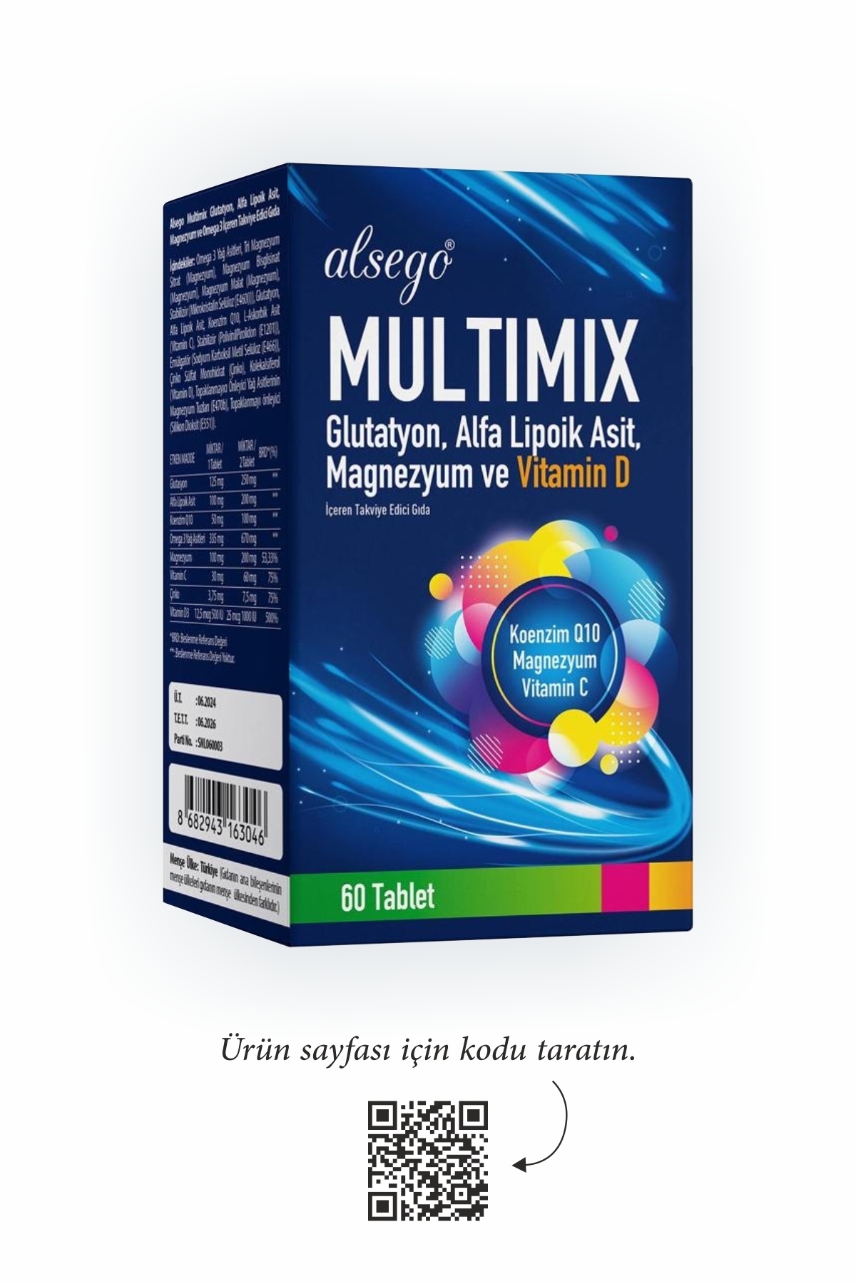 Alsego Multimix Glutatyon - Alfa Lipoik Asit - Koenzim Q10 - Omega 3 - Magnezyum - Vitamin C & D3