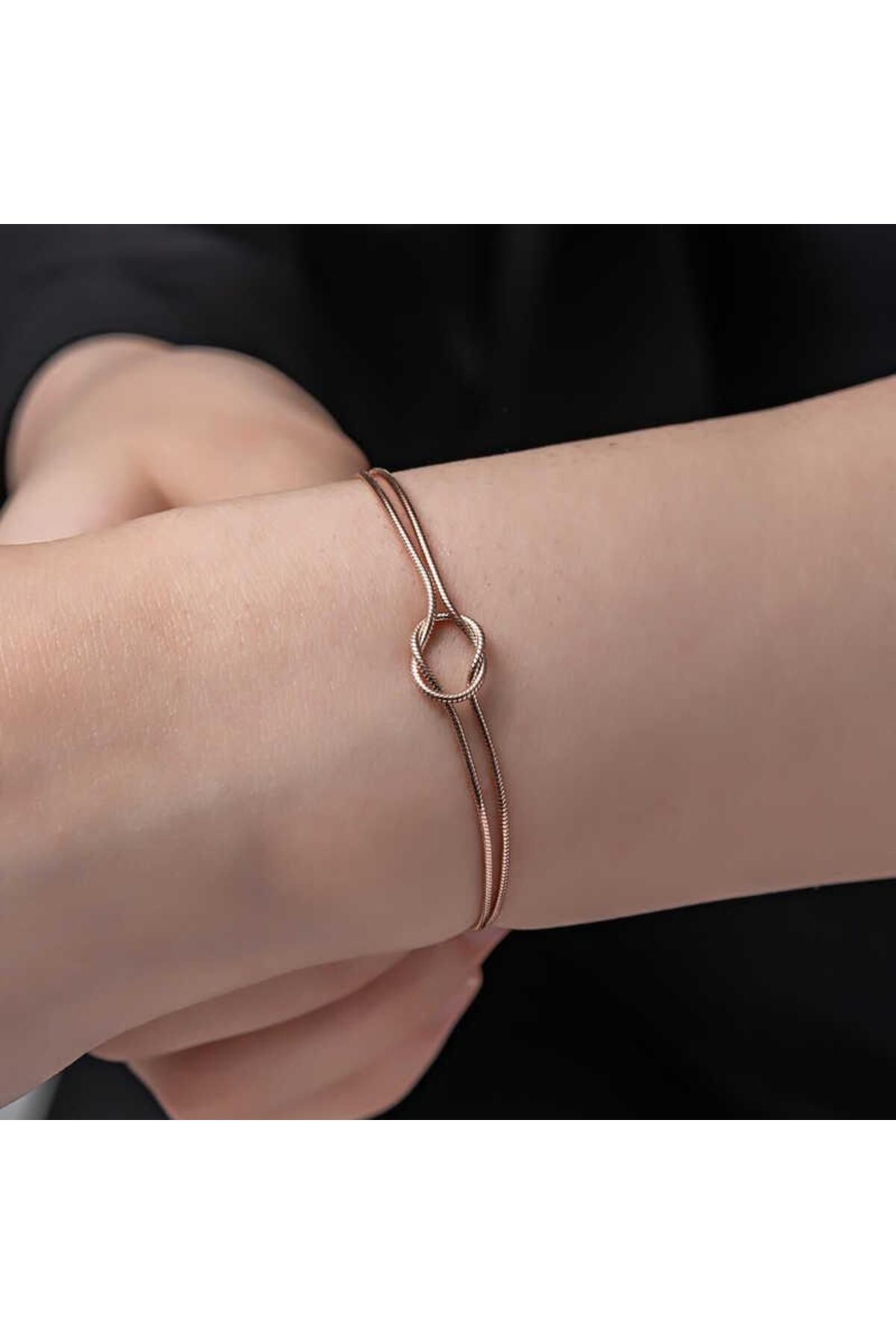 Gumush Gümüş Rose Aşk Düğüm Kadın Bileklik