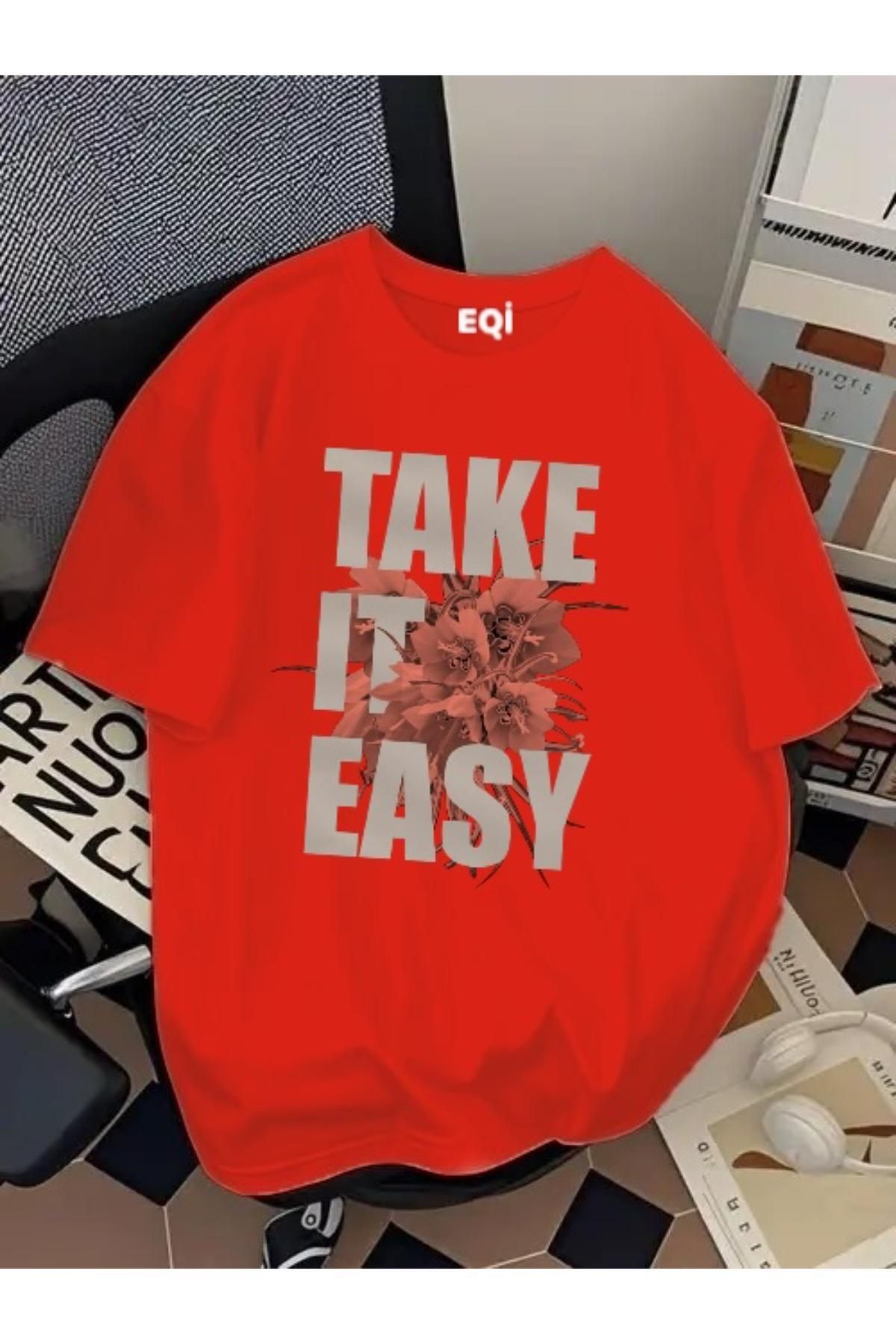 EQİ Take It Easy Baskılı Oversize T-Shirt