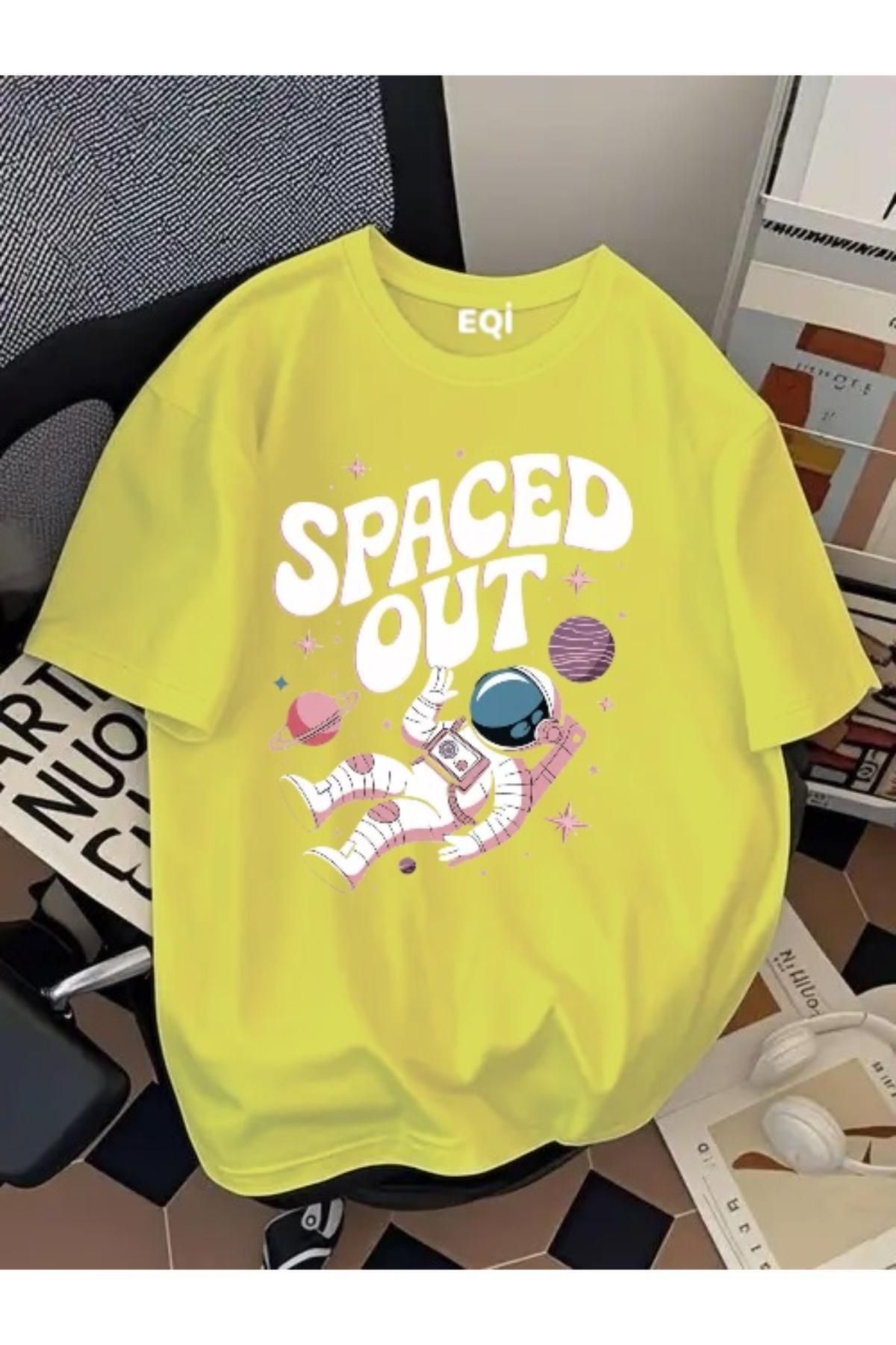 EQİ Astronot Spaced Out Baskılı Oversize T-Shirt