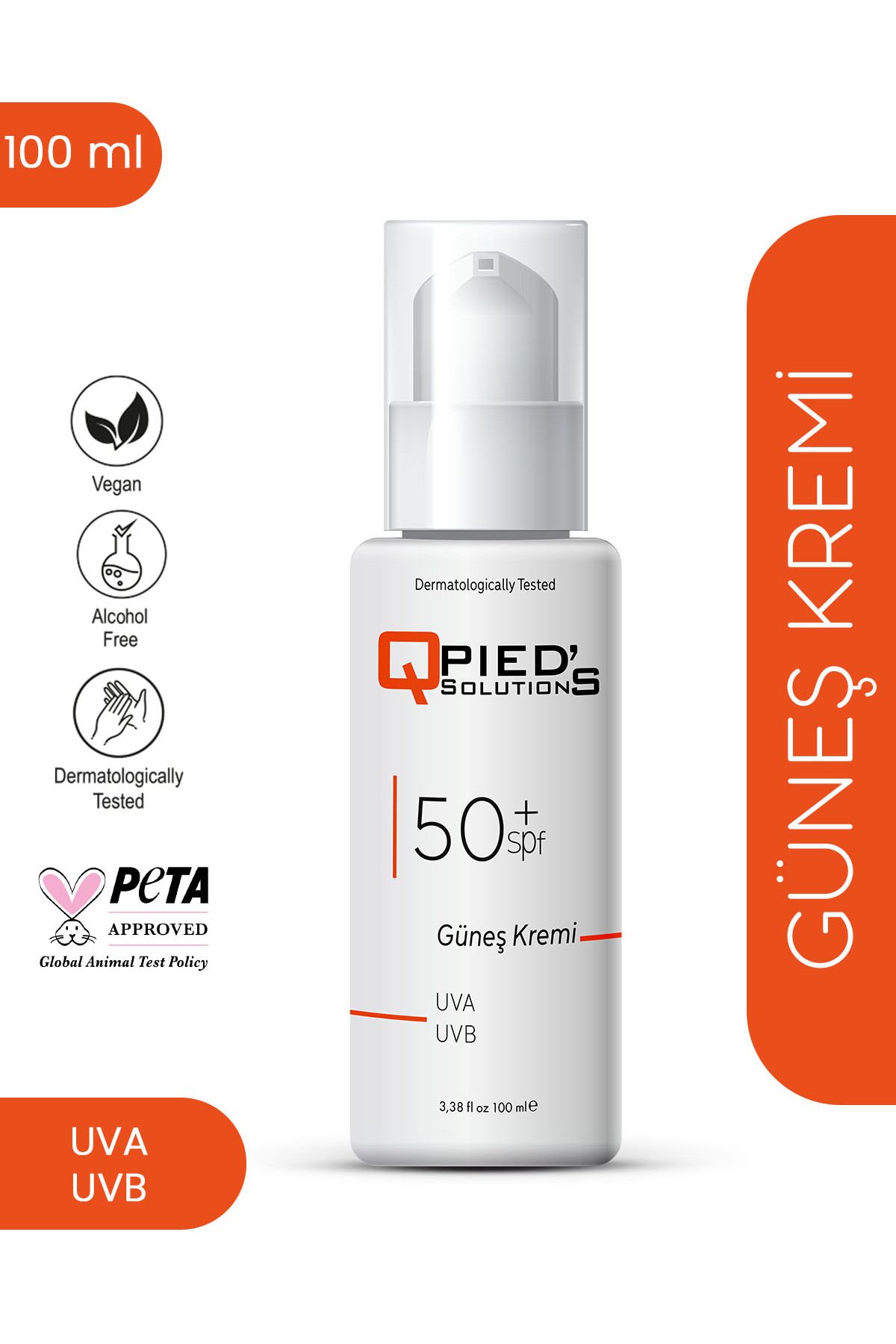Qpieds Solutions 50 Spf Leke Karşıtı Yüksek Koruyucu Yüz Güneş Kremi 100 ml