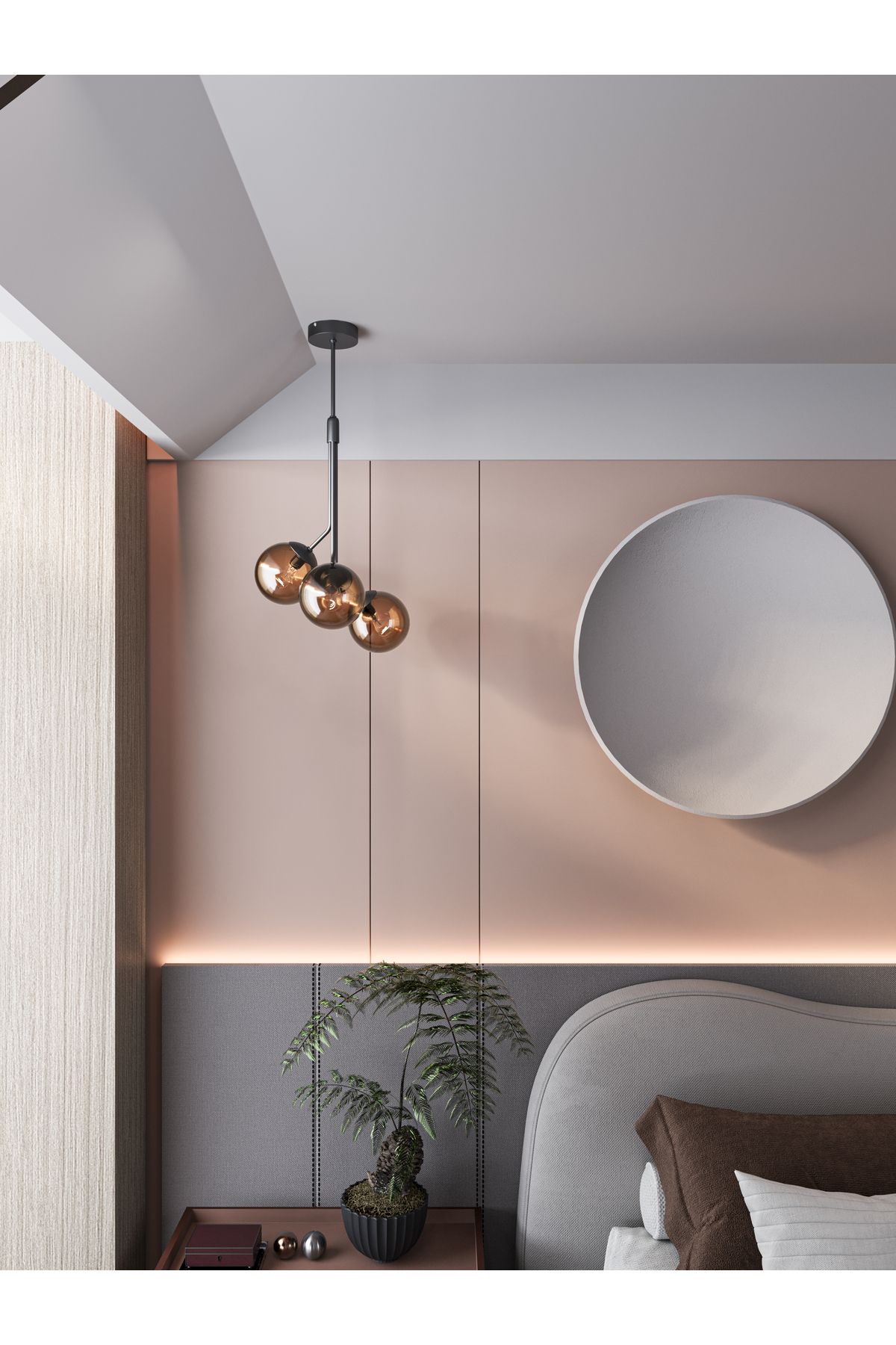 avizade Luno 3 Amber – Bal Camlı 3’lü Sarkıt Avize | 60 cm | Sıcak ve Zamansız Işık