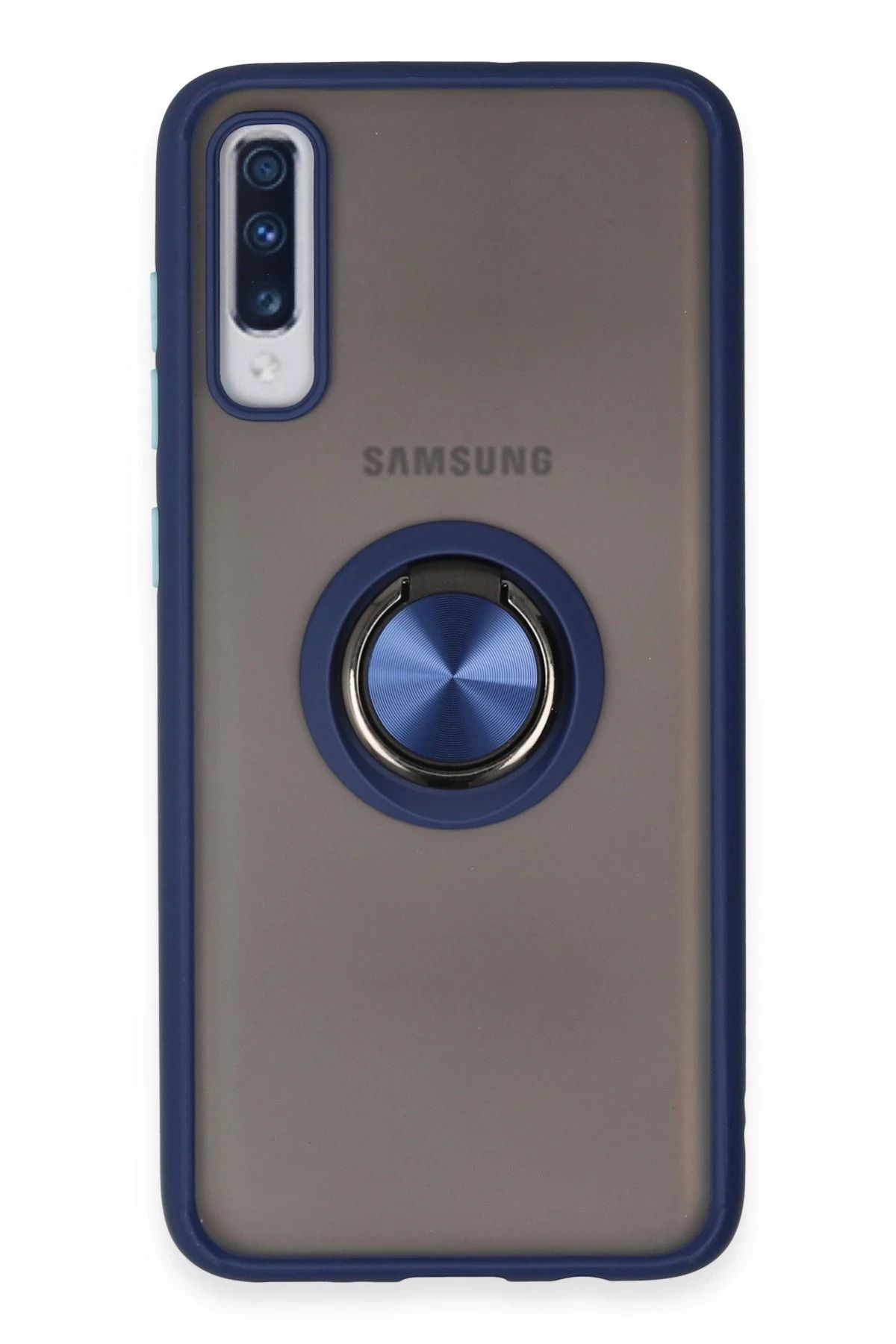 NewFace Samsung Galaxy A70 Kılıf Montreal Yüzüklü Silikon Kapak - Lacivert FLKRY