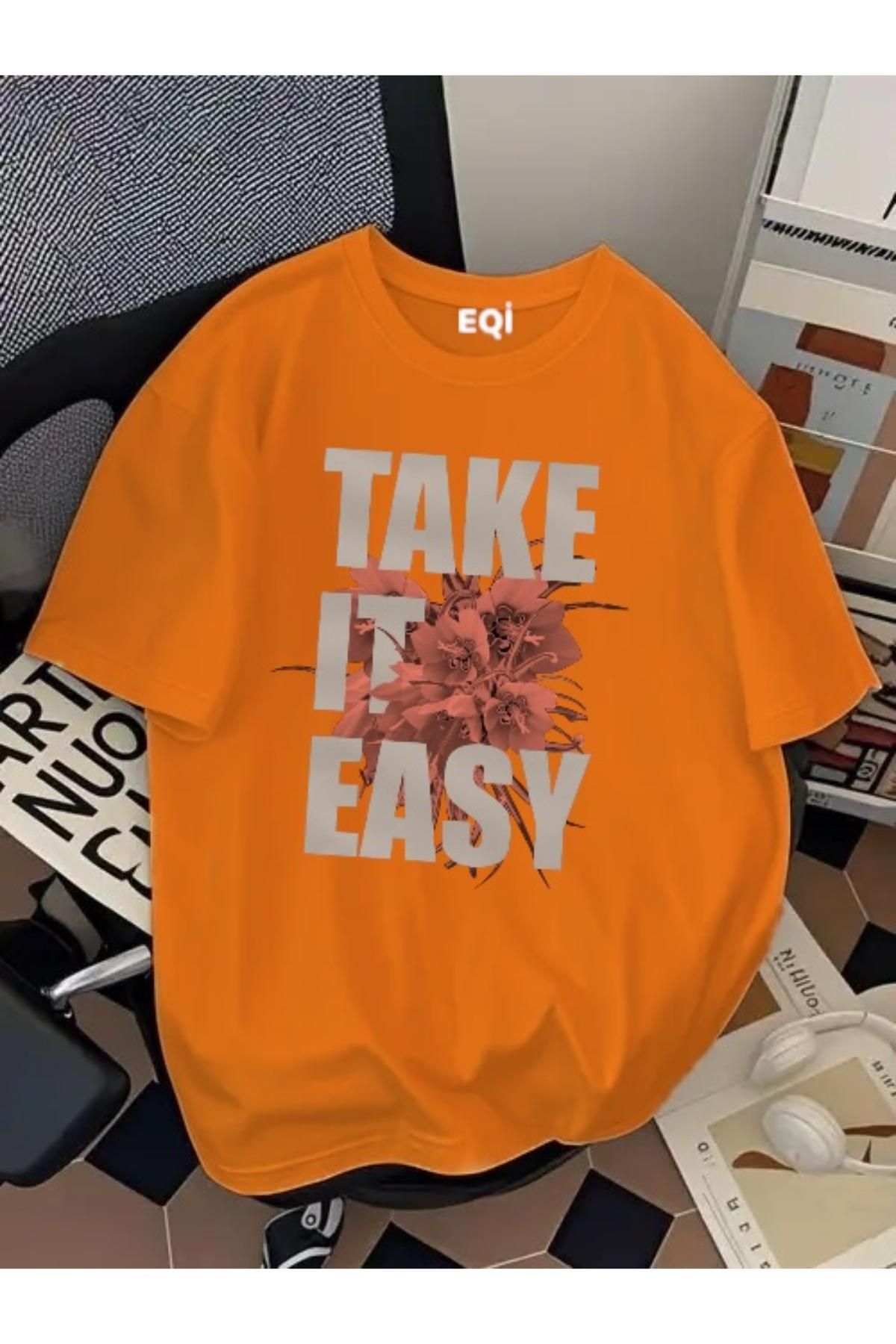 EQİ Take It Easy Baskılı Oversize T-Shirt