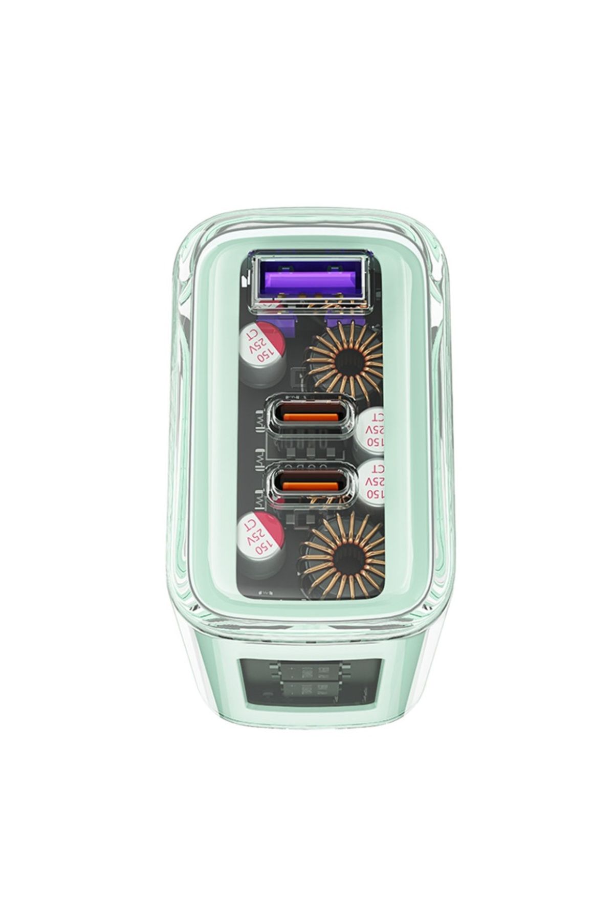 Acefast-Încărcător de perete, încărcare rapidă, AcesFast, 2x Tip-C, USB, GaN, încărcare rapidă PD65W, A45, Verde 5