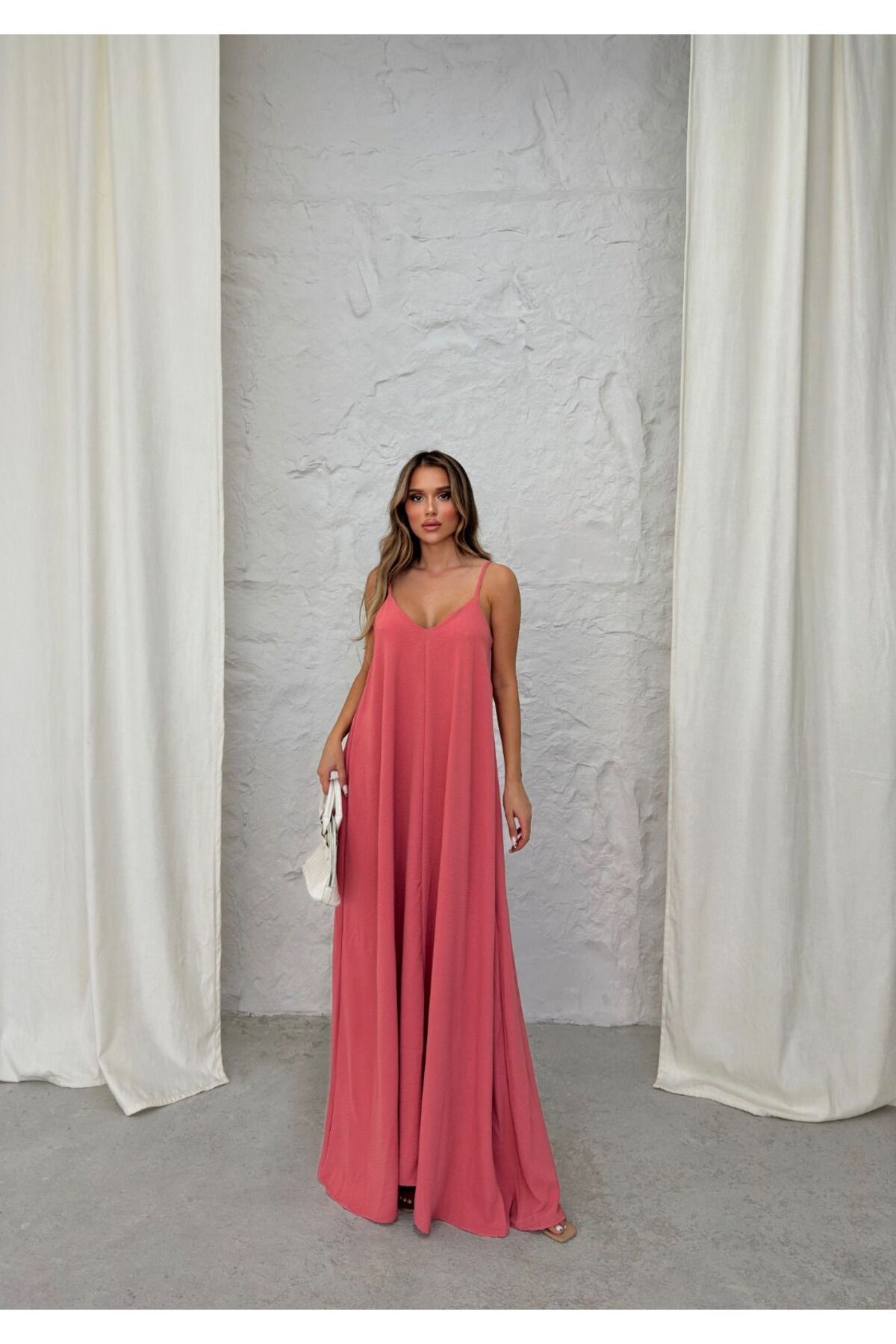 IŞILDA FASHION Kadın Uzun Askılı Salaş Elbise