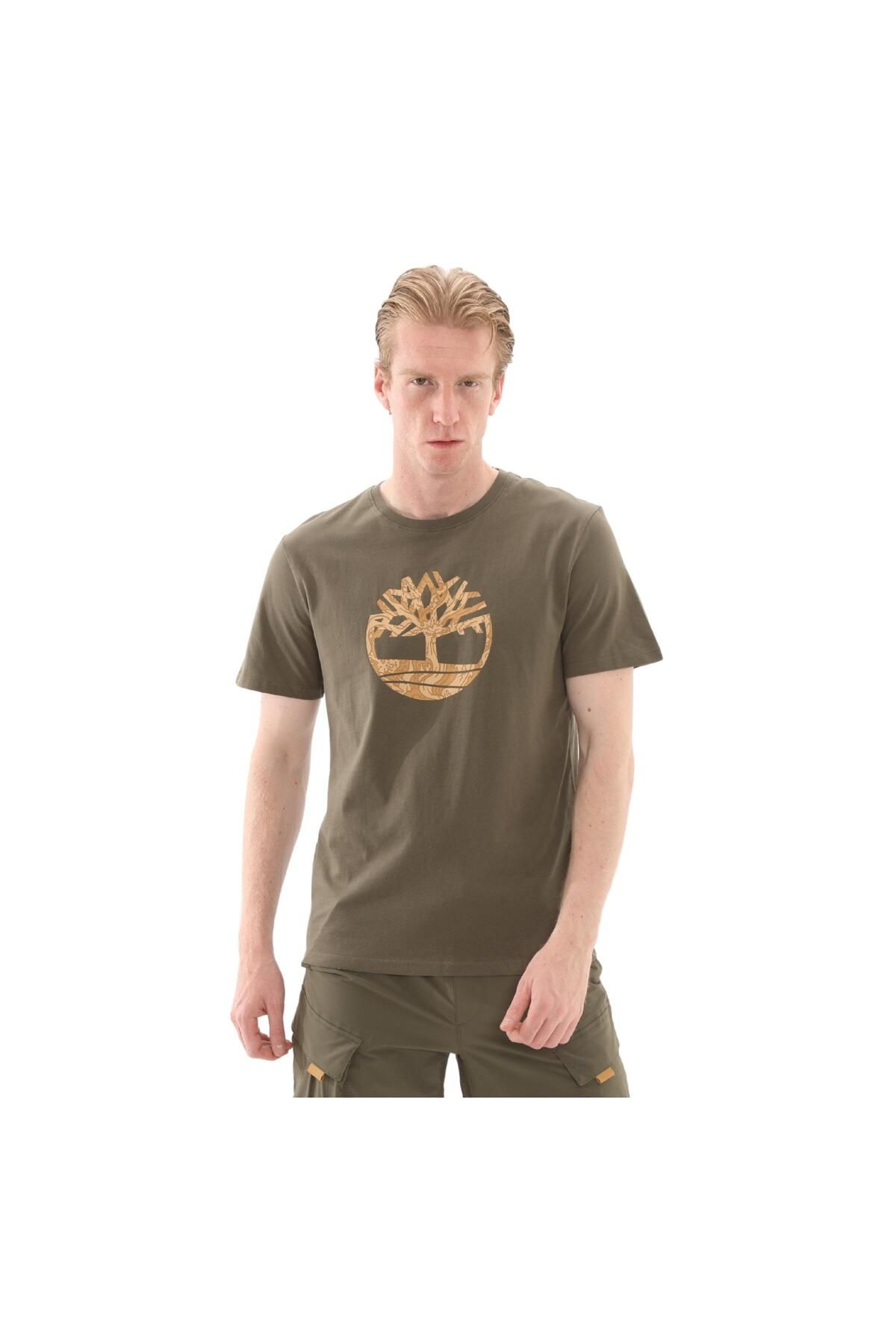 Timberland B0A6DTSA581-R Timberland Kennebec Rıver Camo Tree Logo Short Slee Erkek T-Shirt Haki